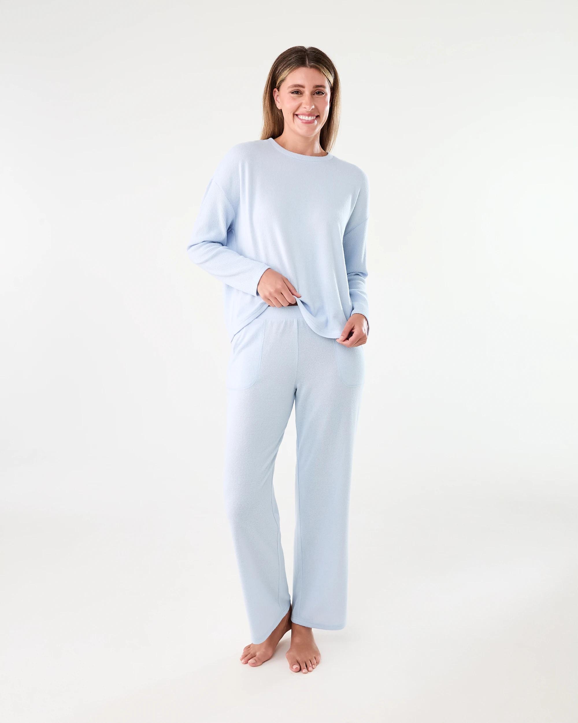6 Super Soft Rib Trim Lounge Pants Halo Blue, 6 of 6