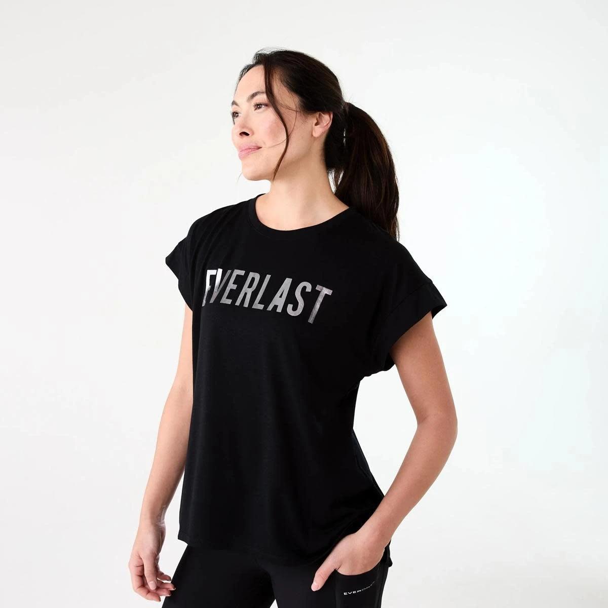 2 Everlast Womens Relaxed Longline T-shirt EVERLAST BLACK, 2 of 7