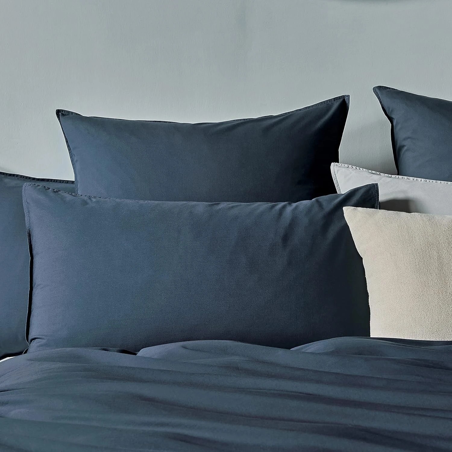 1 Gioia Casa 2-Pack Vintage Washed Cotton Standard Pillowcases Hypoallergenic - Dark Indigo, 1 of 3