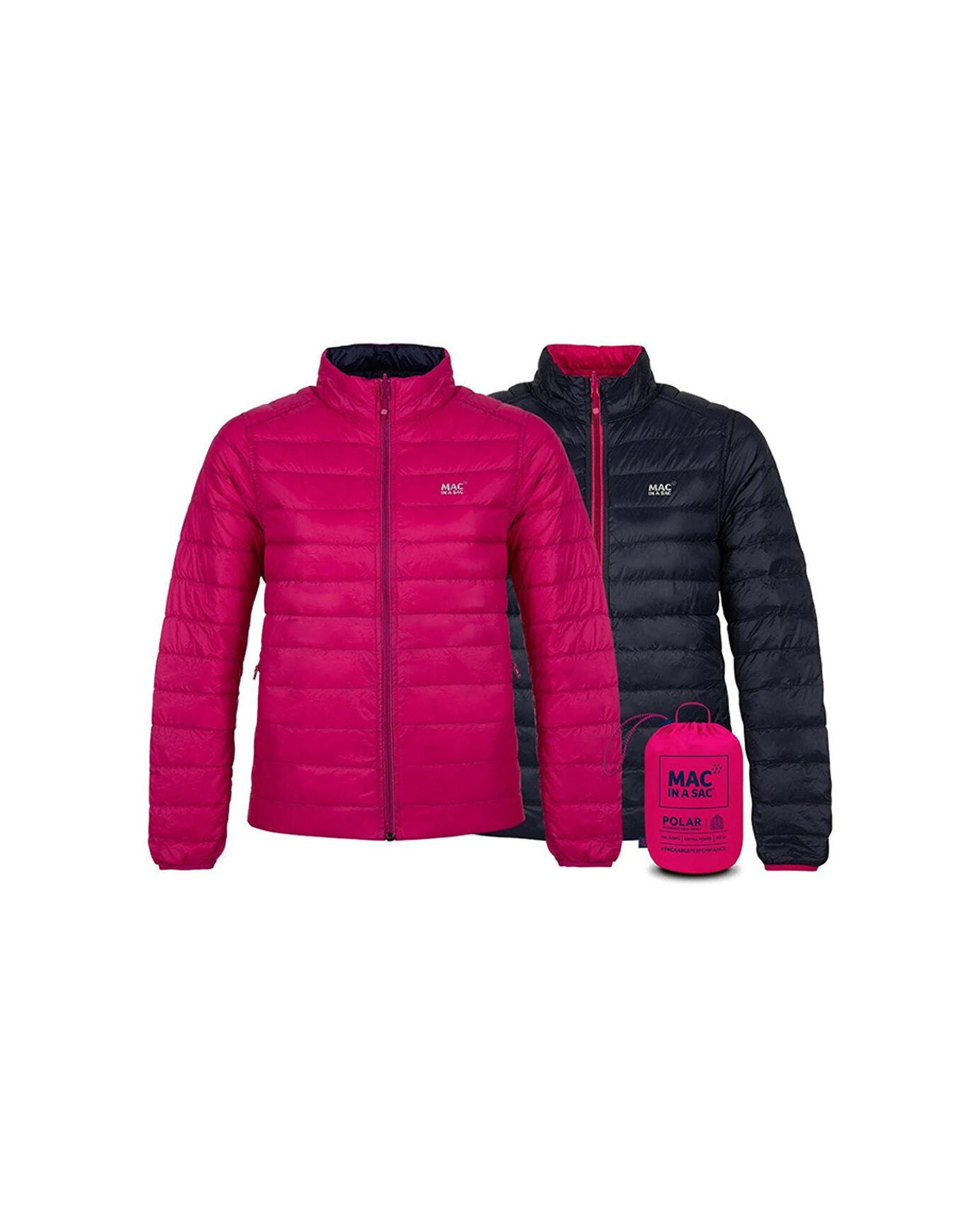 1 Mac In A Sac Adults Ladies Polar Reversible Down Jacket FUCHSIA/NAVY, 1 of 3