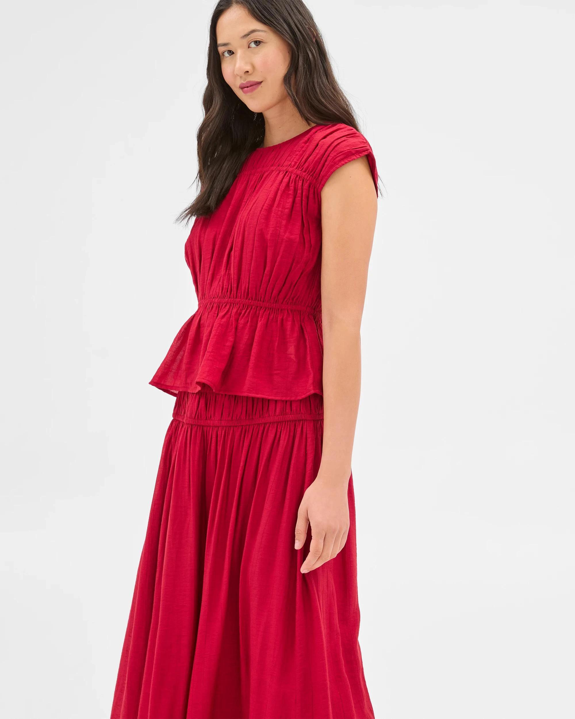 3 Crinkle Maxi Skirt - Preview CRIMSON, 3 of 9