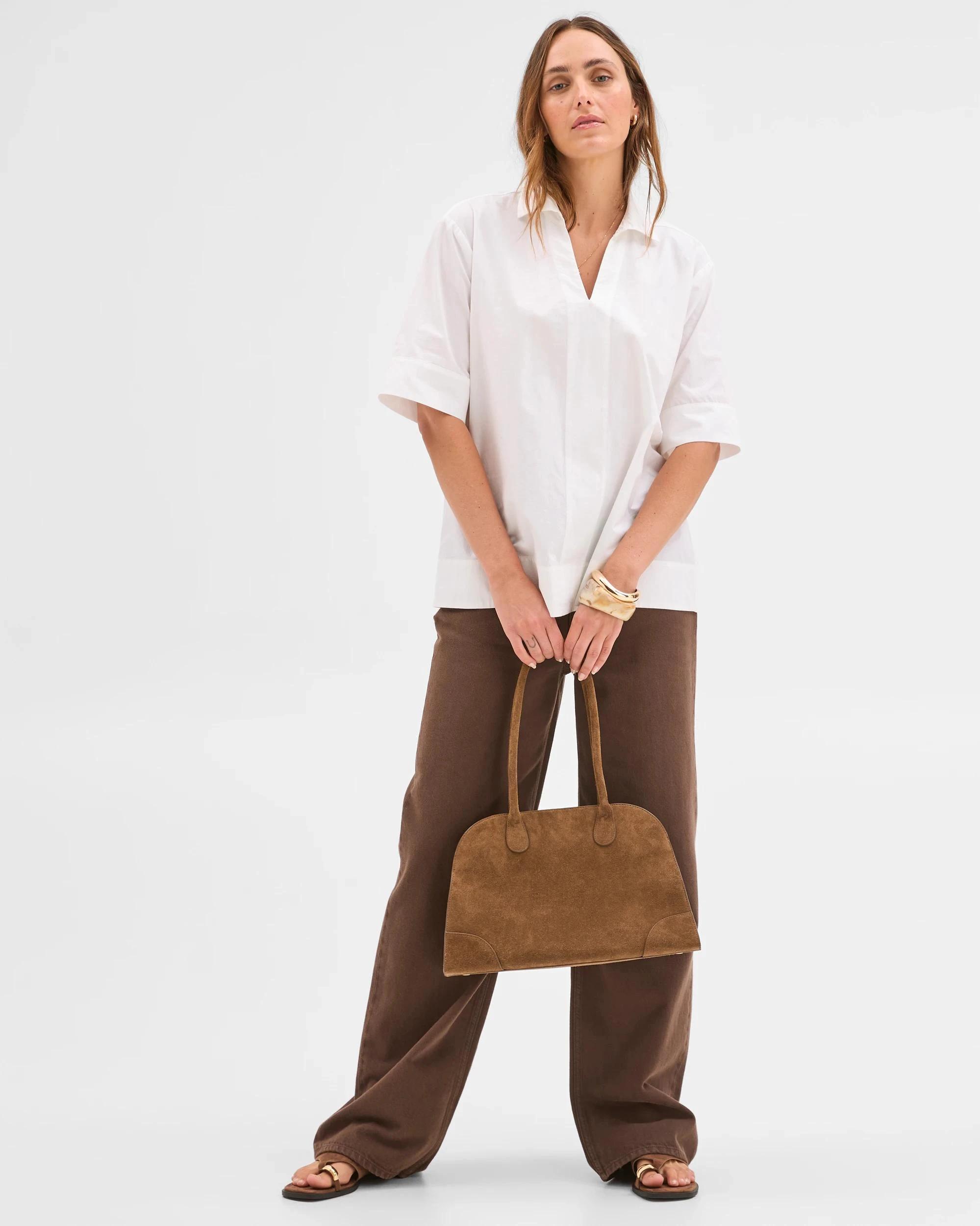 1 Target Woman Australian Cotton Short Sleeve Popover Tunic WHITE, 1 of 6