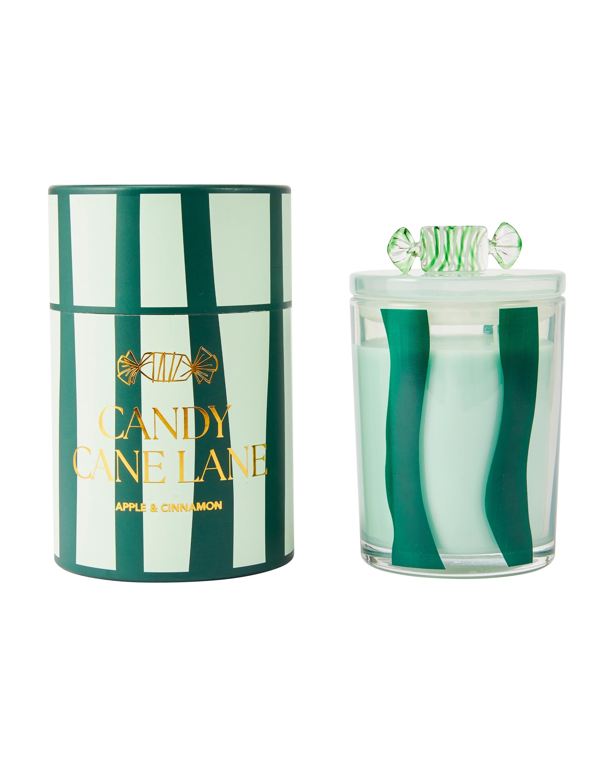 1 Christmas Green Candy Cane Lane Candle, 1 of 6