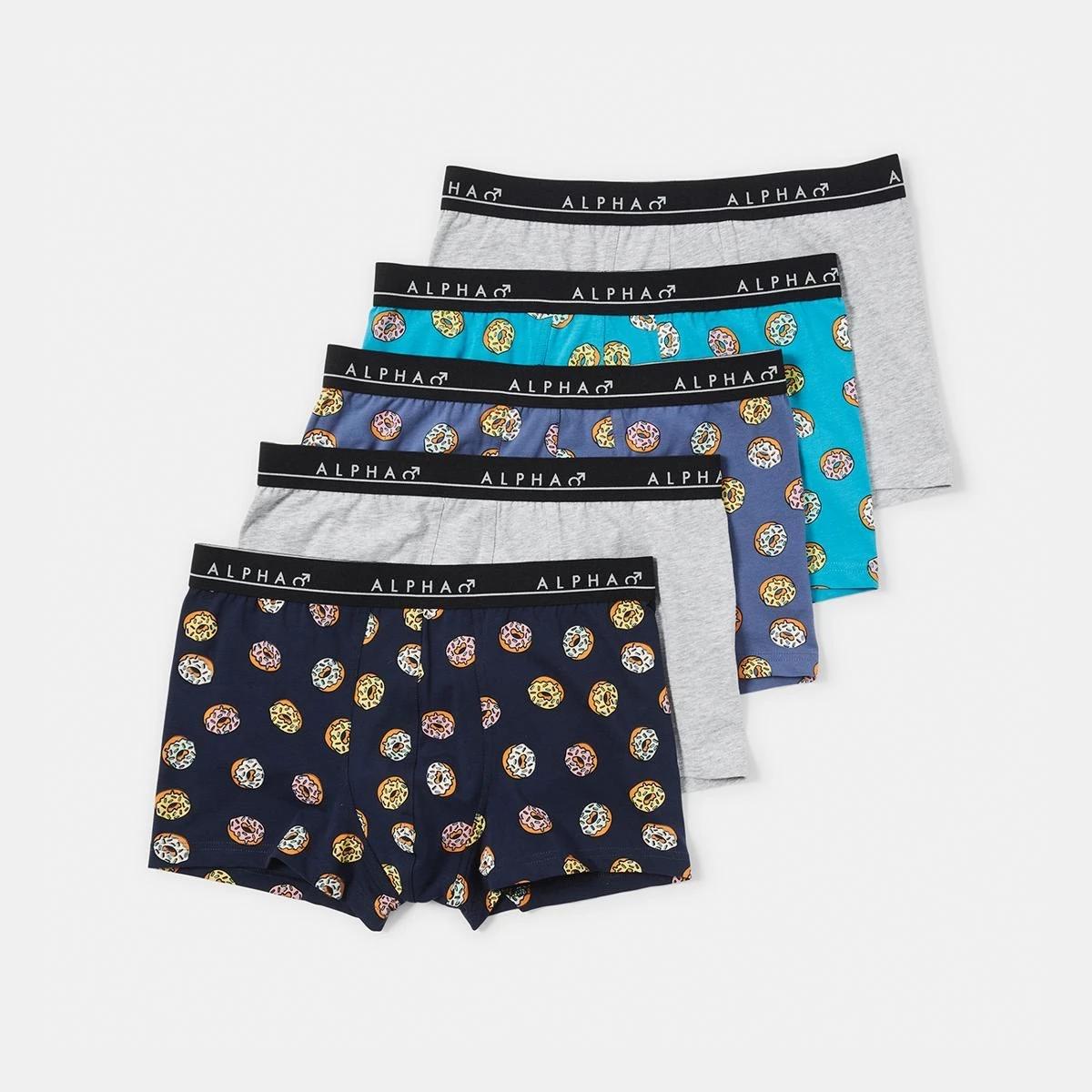 1 5 Pack Print/Plain Trunks TEENY TINY DONUTS MULTI, 1 of 10