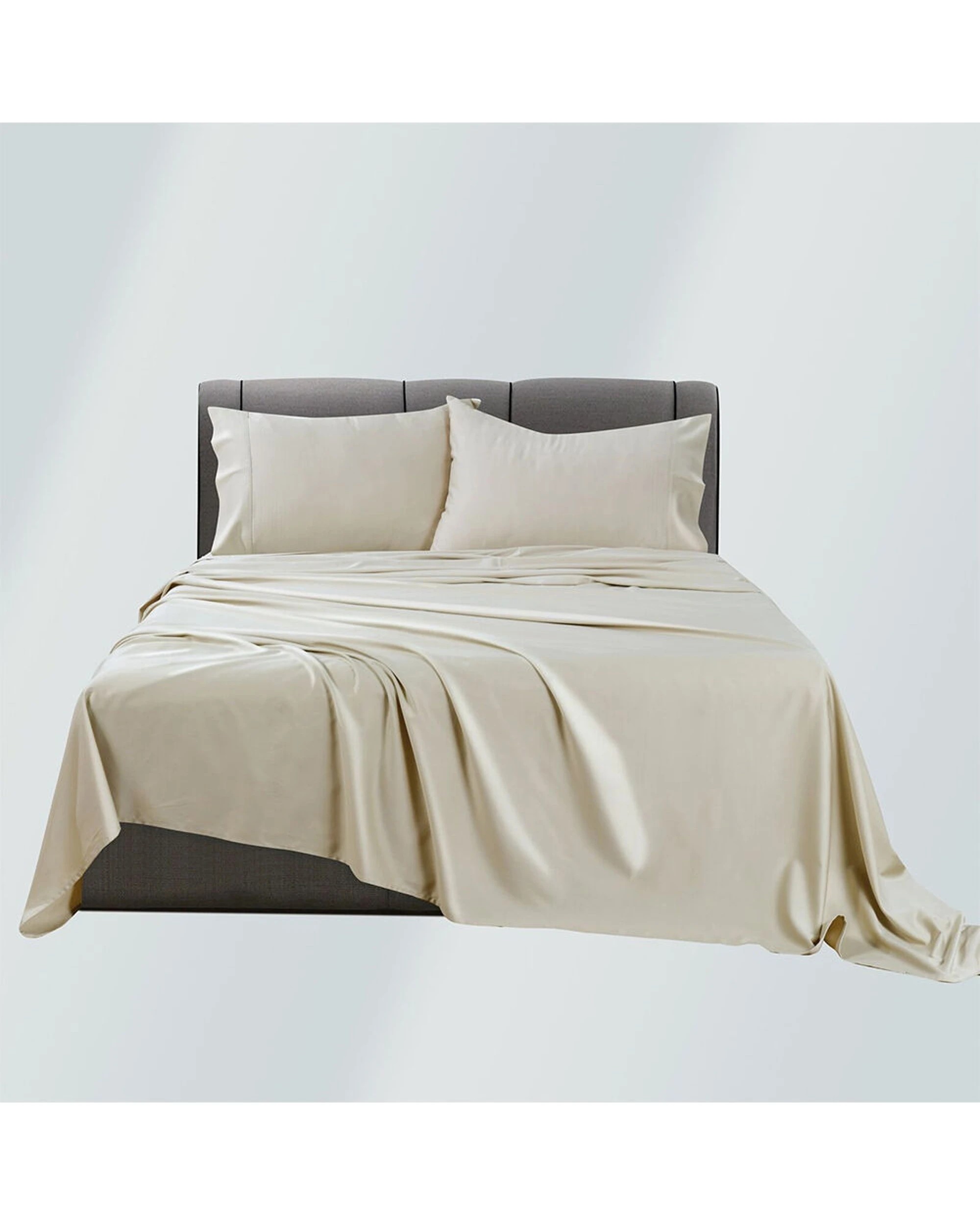 2 Bianca Rosebank 500TC Bamboo Cotton Sateen Blend Sheet Set With 2 Pillowcases - Queen Bed - Beige, 2 of 7