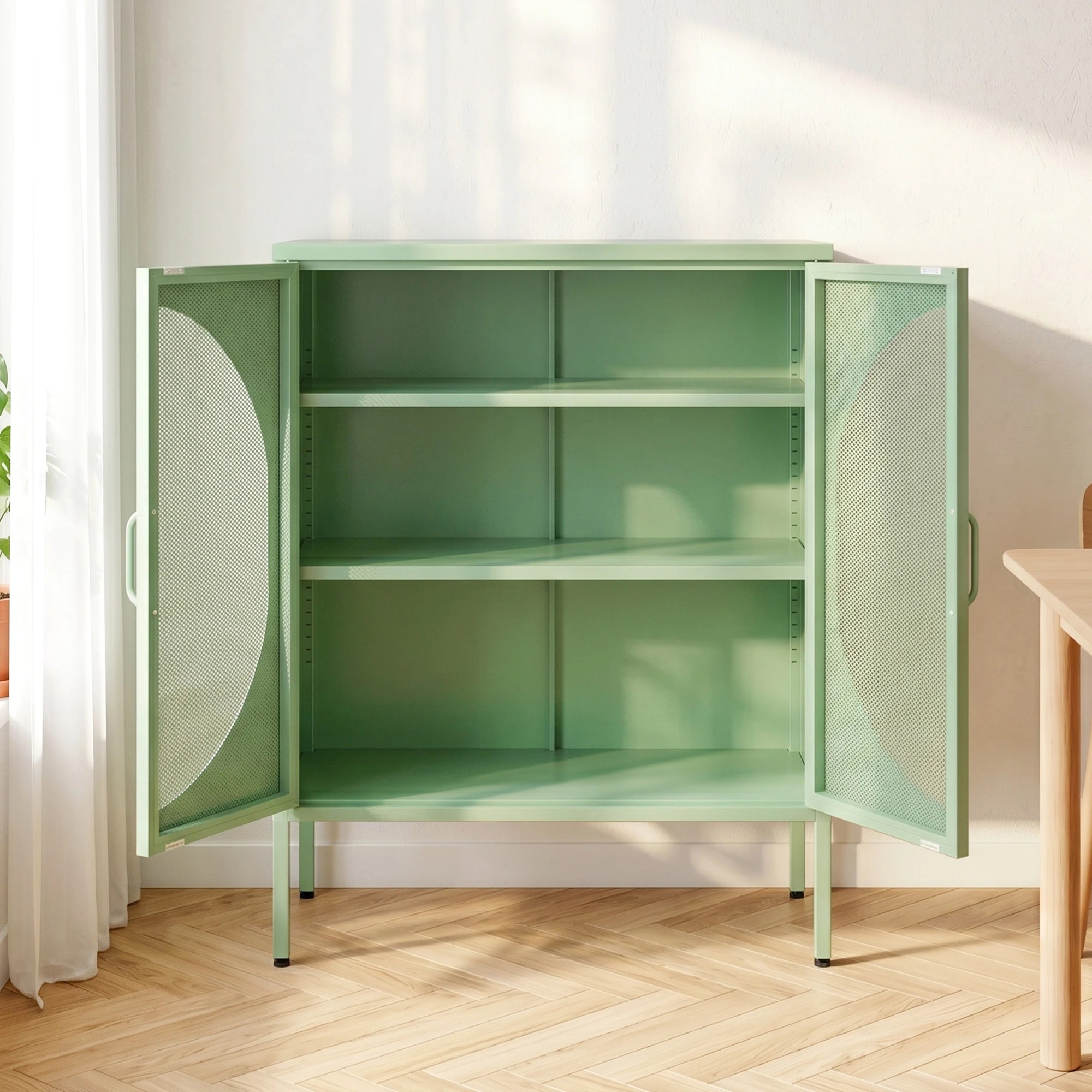 5 Artiss 2x Buffet Sideboard Cabinet ELSA Cupboard Storage Mesh Doors Metal - Green, 5 of 8