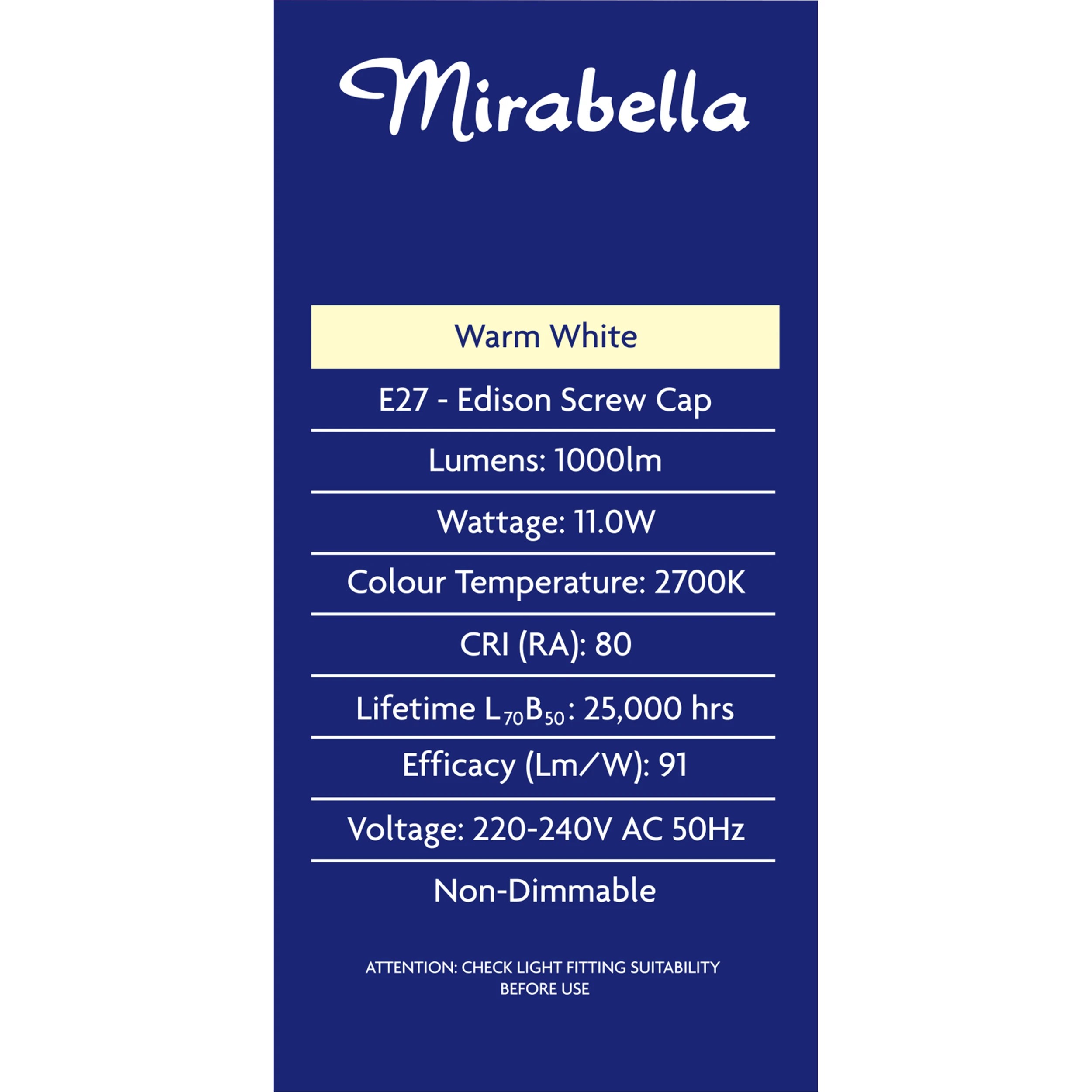 3 Mirabella LED GLS ES Warm White 11W Bulb, 3 of 6