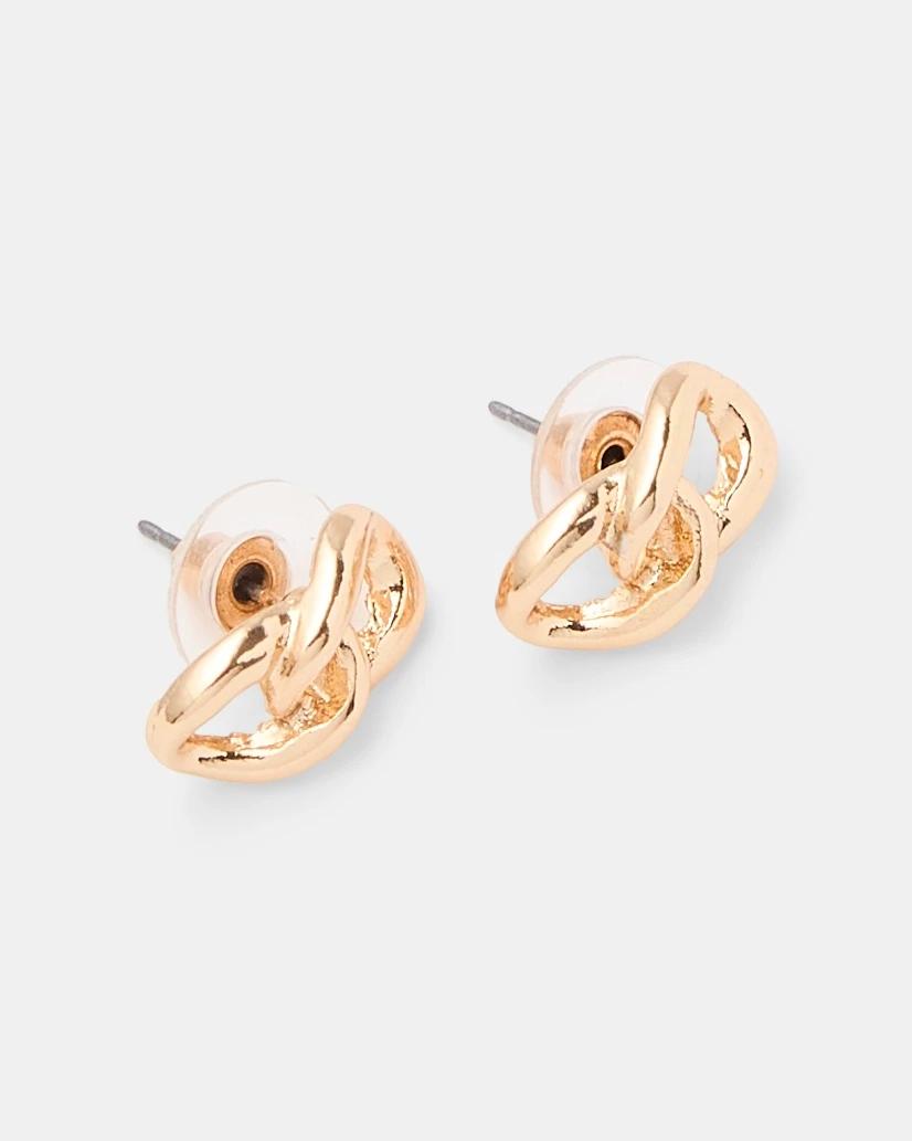 3 Chain Link Stud Earrings - Gold Tone Gold, 3 of 4
