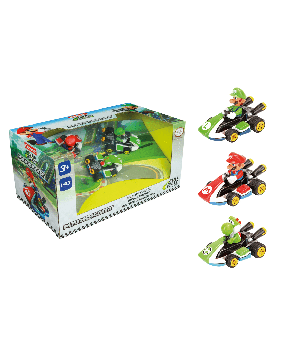 4 3 Pack Carrera Pull Speed MarioKart 1:43 Scale Vehicles, 4 of 5