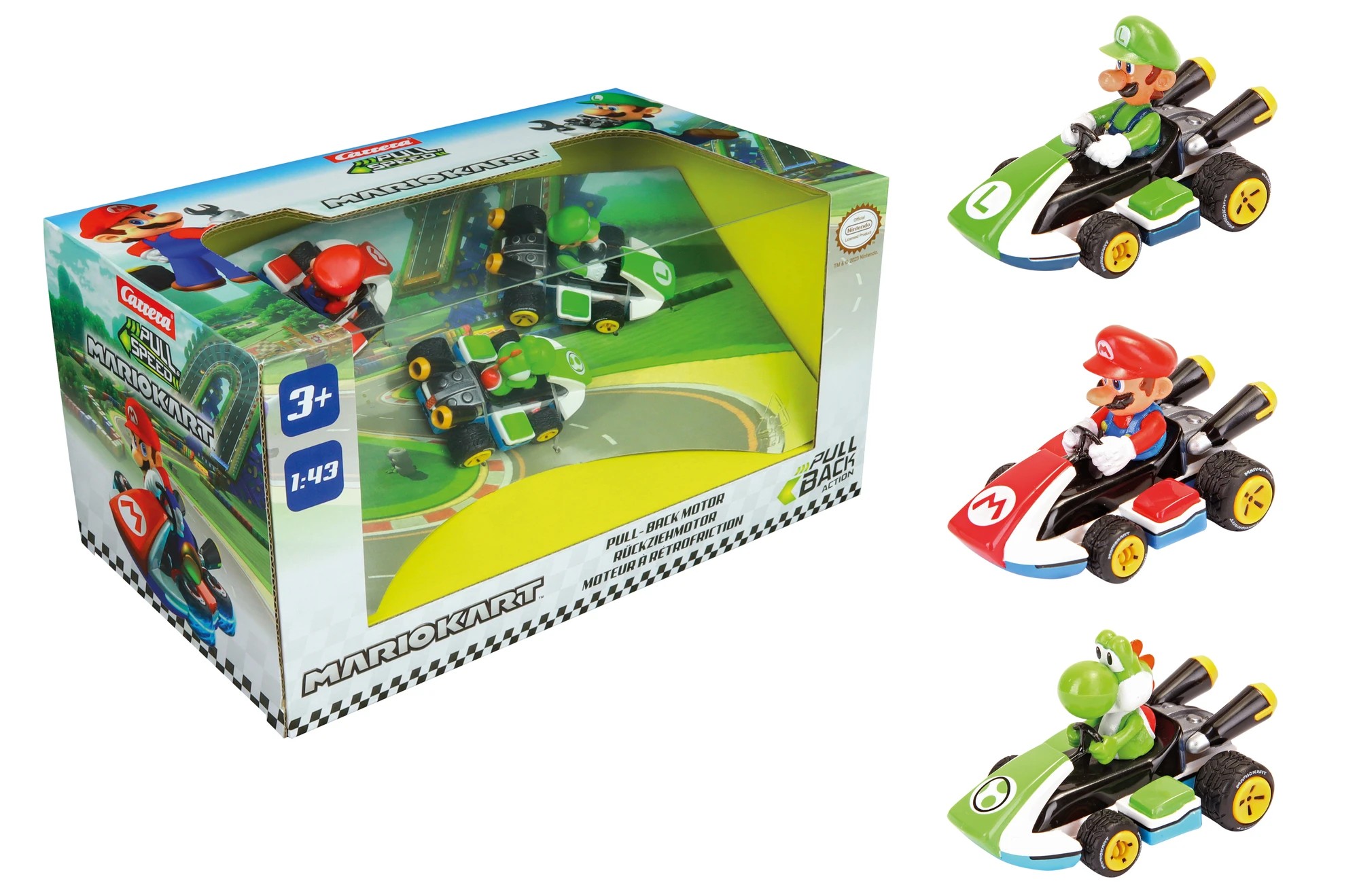4 3 Pack Carrera Pull Speed MarioKart 1:43 Scale Vehicles, 4 of 5