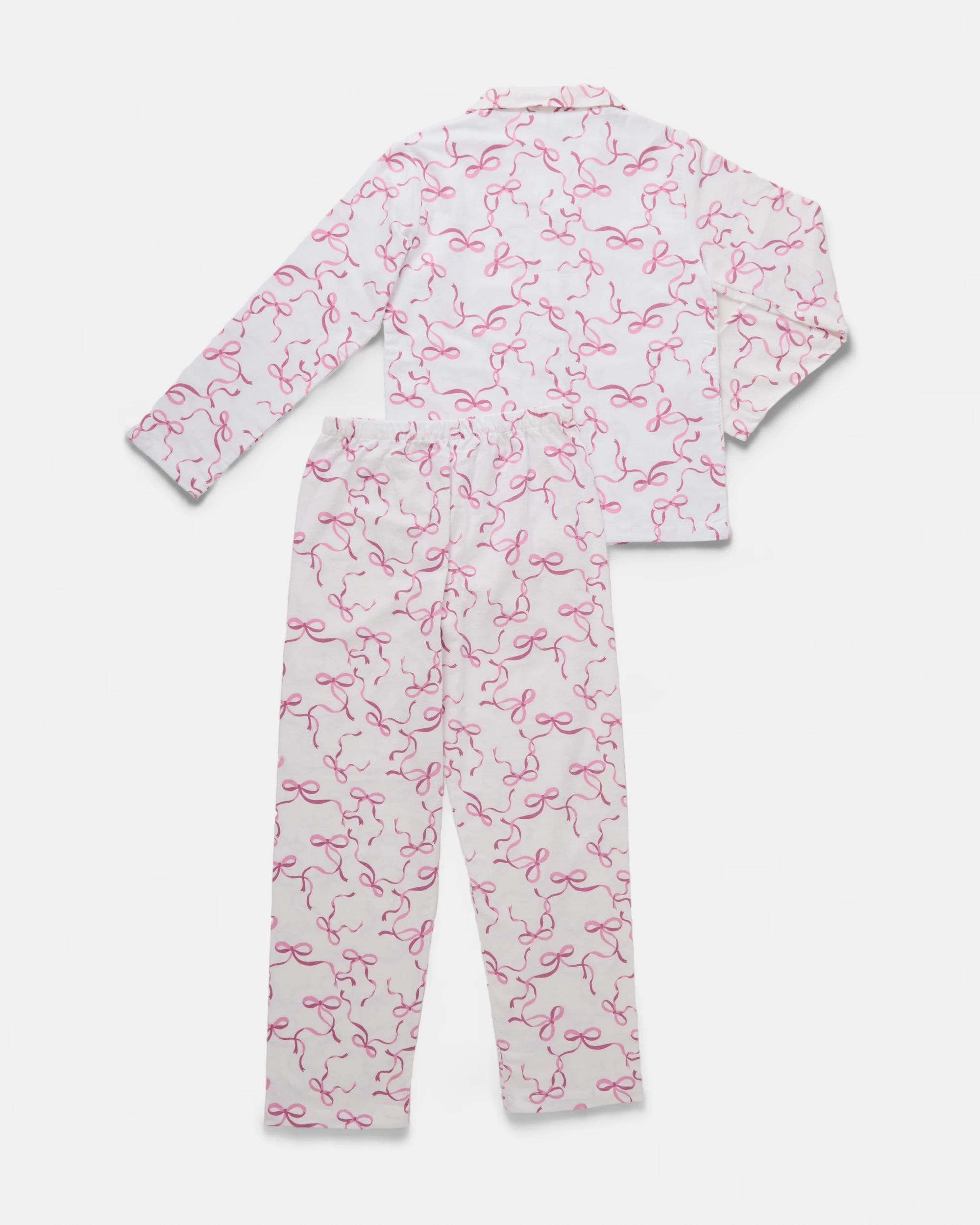 8 Flannel Pyjama Set Pnk Bows, 8 of 10