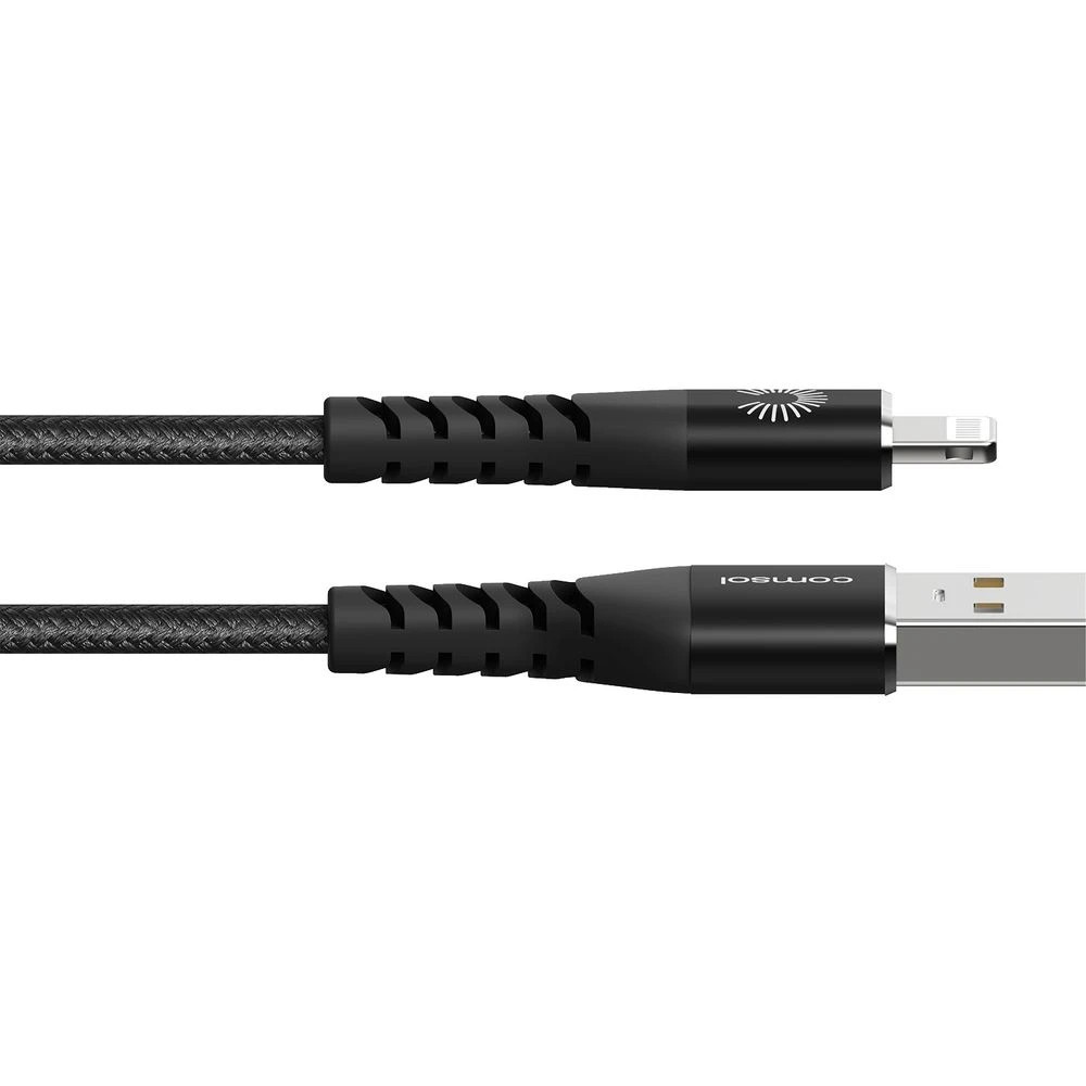 3 Comsol Kevlar Lightning to USB-A MFi Cable 2m Black, 3 of 7