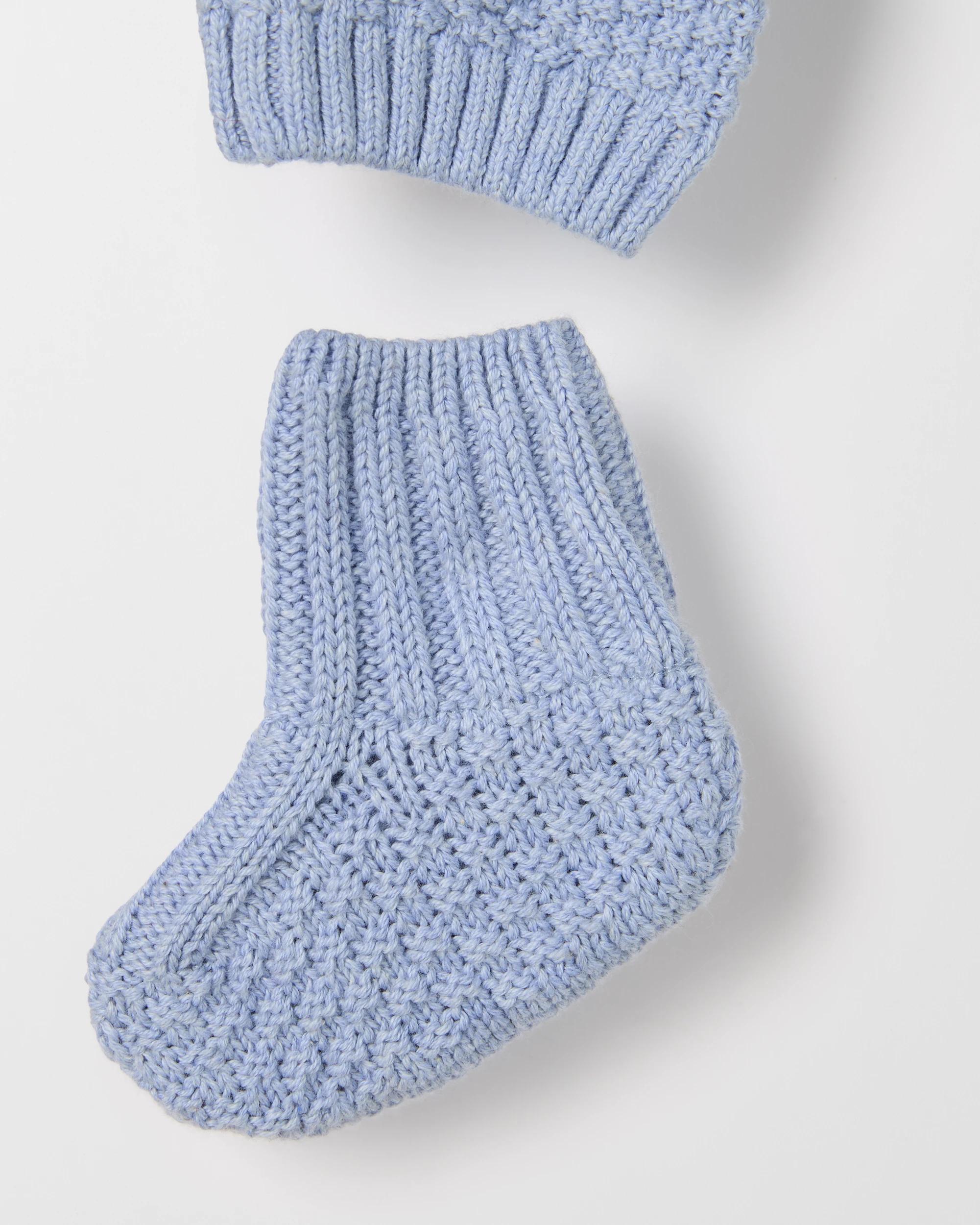 2 Target Baby Baby Organic Cotton Cardigan, Pants and Bootie Knit Set BLUE, 2 of 3