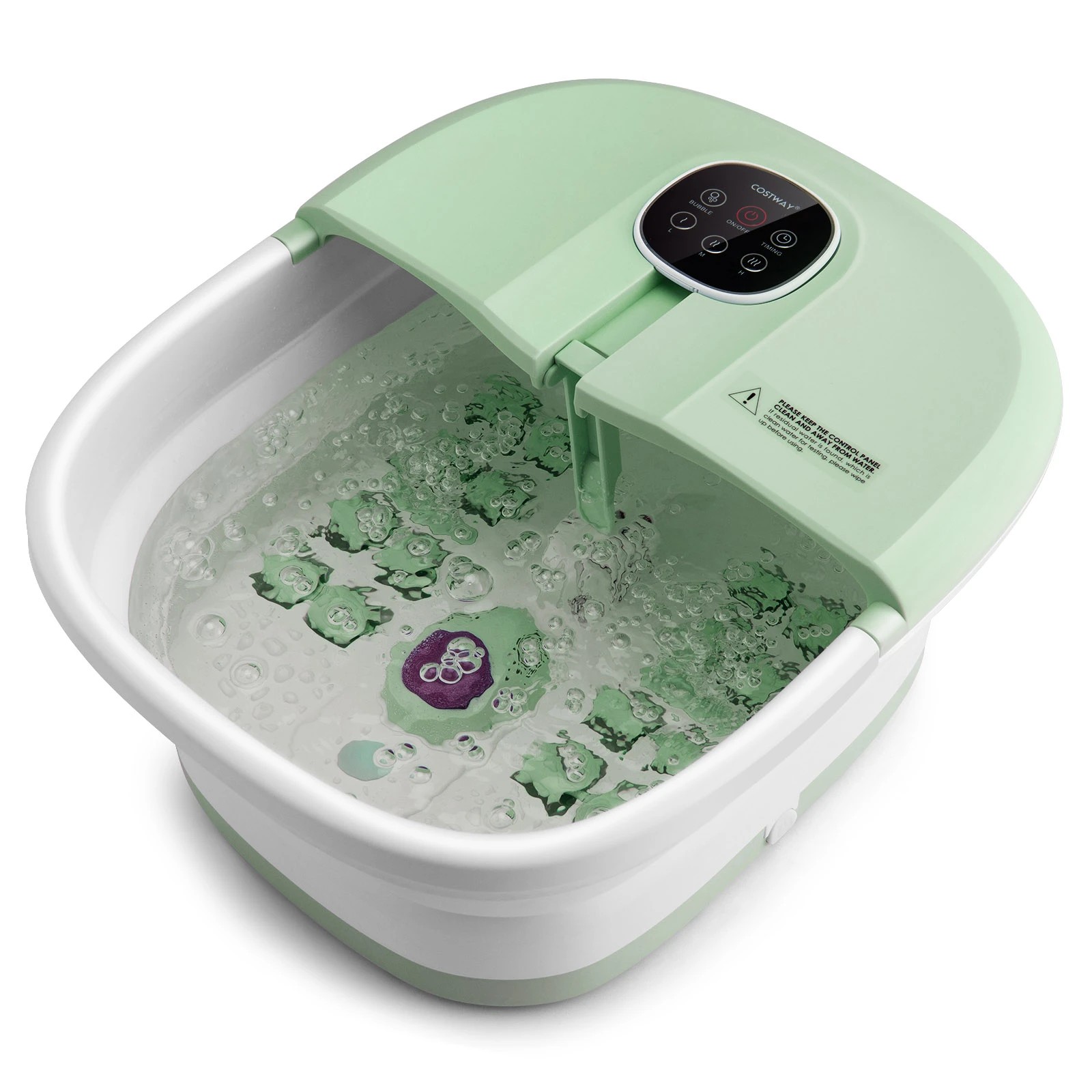 1 Costway Folding Foot Bath Massage w/Remote Control Foot Spa Basin - Green, 1 of 5