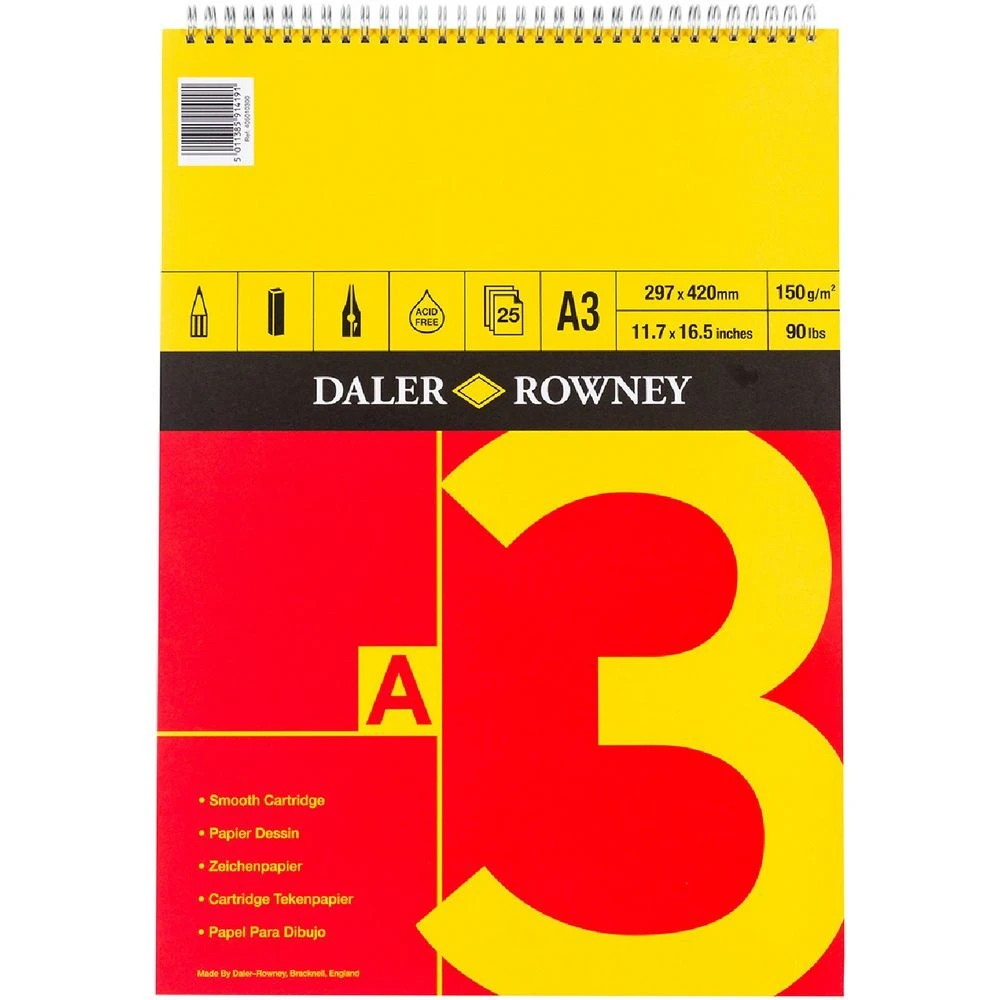1 Daler-Rowney Smooth Cartridge Pad 150gsm 25 Sheets A3, 1 of 1