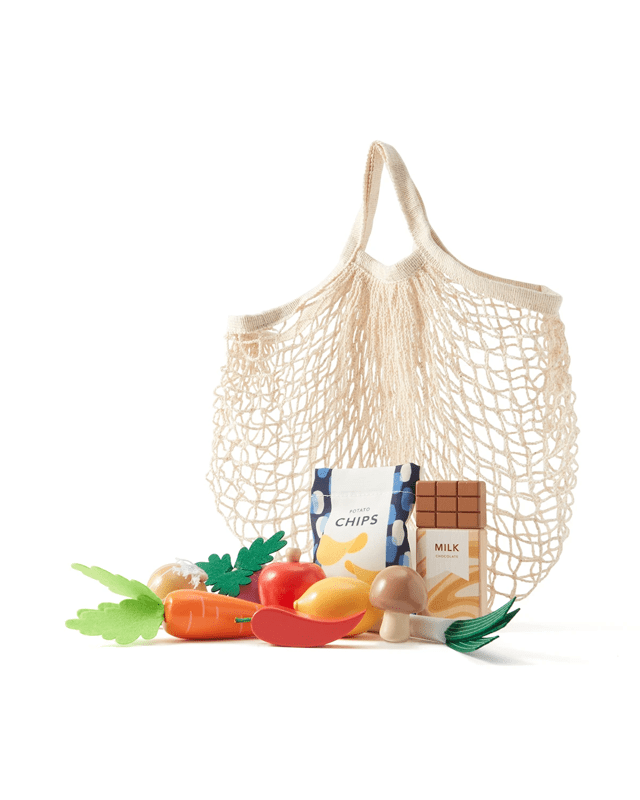 21 Piece Wooden Grocery Food Pla