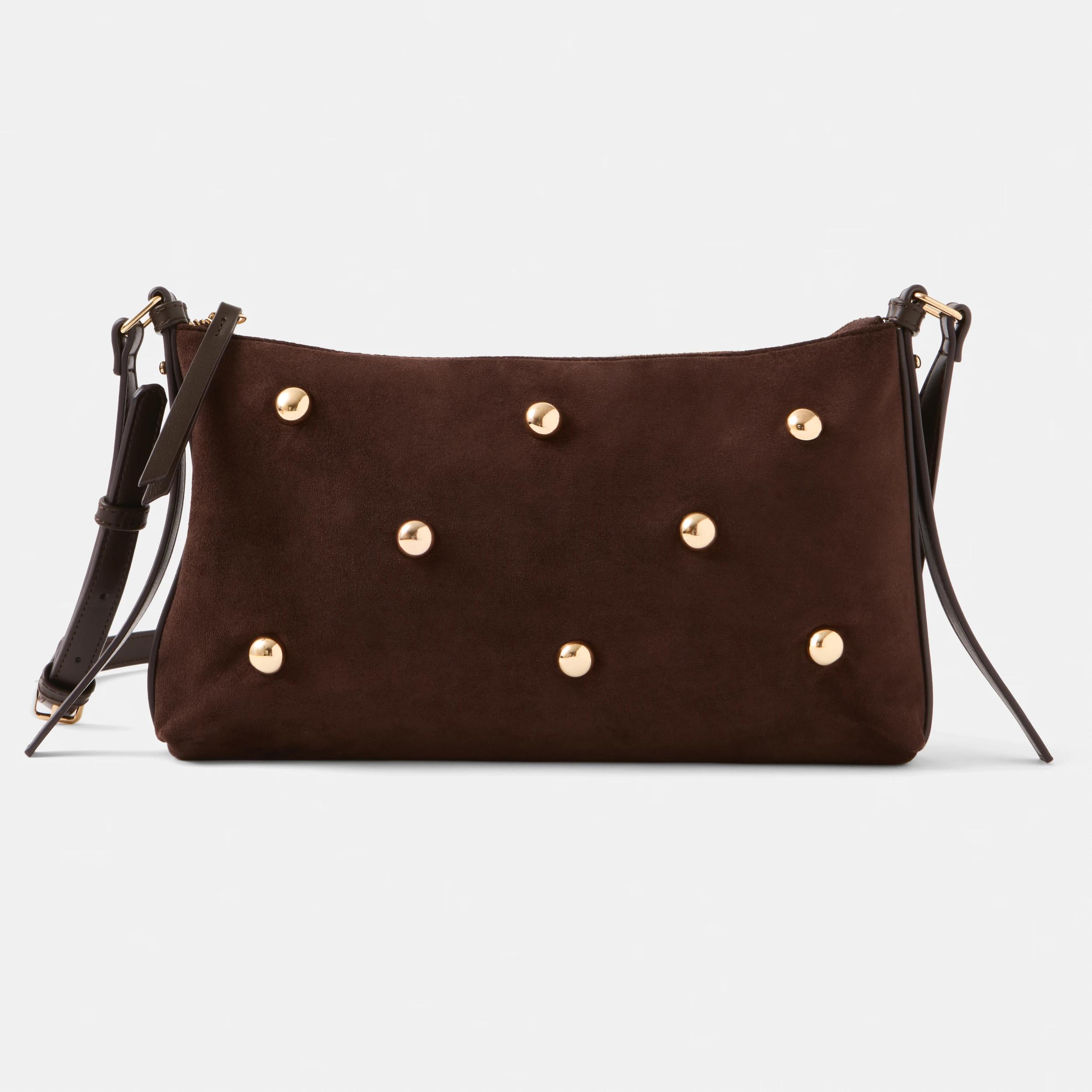 1 Studded Slouchy Crossbody Bag CHOCOLATE PLUM, 1 of 6