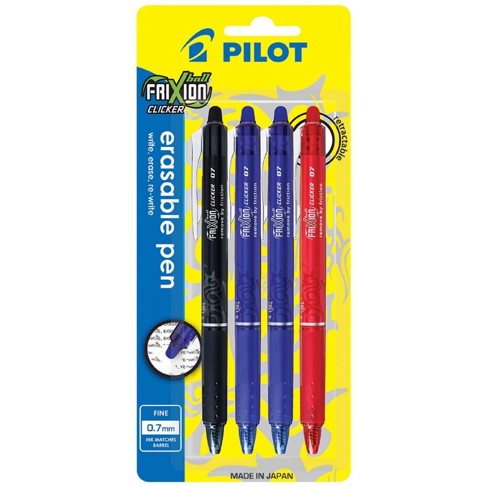 1 PILOT FriXion Clicker Erasable Gel Pen 0.7mm Assorted 4 Pack, 1 of 9