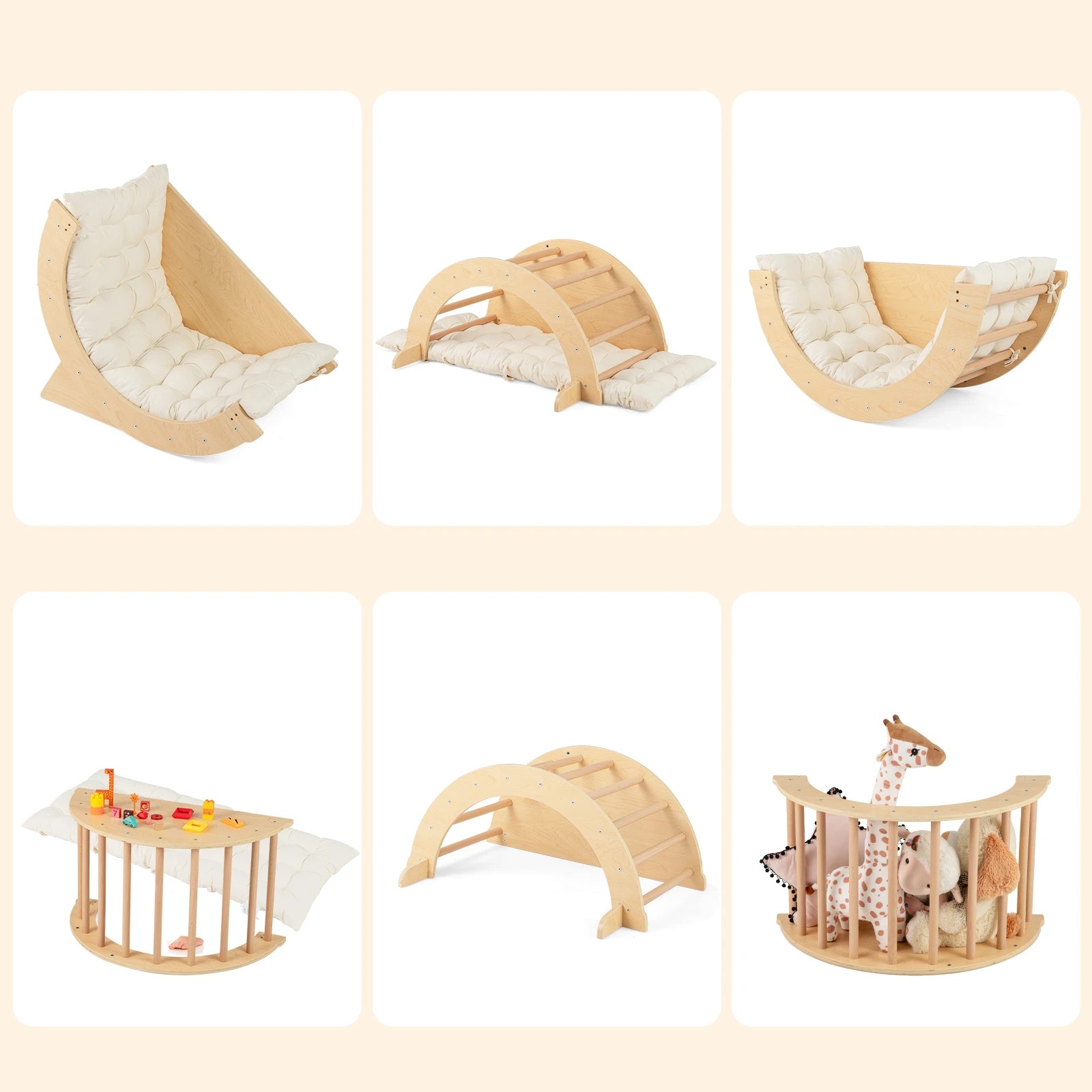 3 Costway Climb Playset 6 in 1 Climbing Arch Frame w/Cushion, 3 of 5