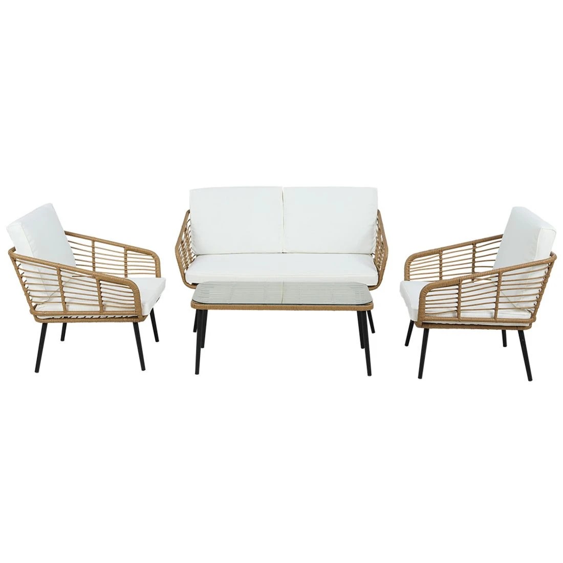 4 Gardeon 4-Piece Outdoor Sofa Set Rattan Lounge Setting Table Chairs - Brown, 4 of 7