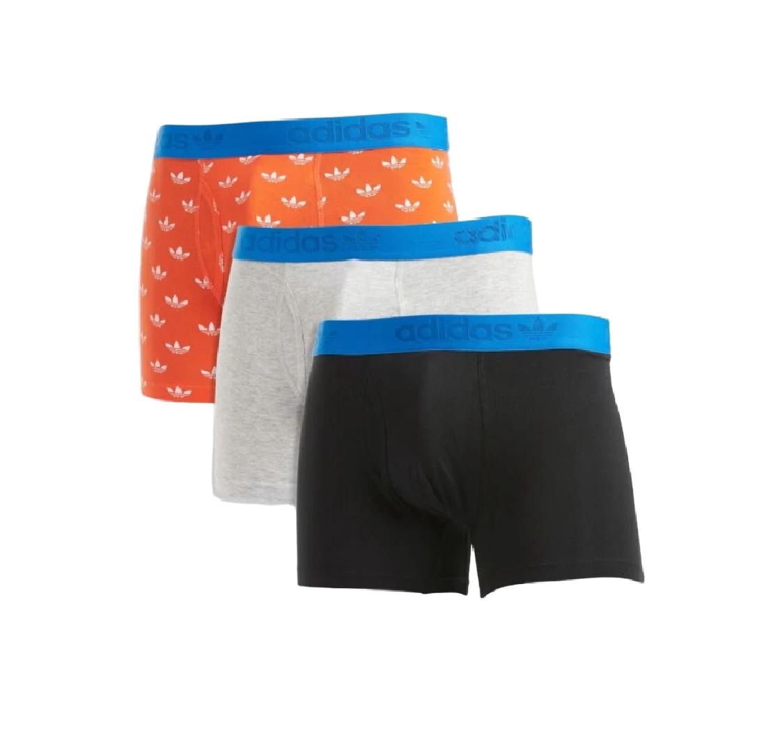 7 Adidas 3 Pack Mens Multi Coloured Trunks Cotton Flex Comfort Everyday Underwear ORANGE MULTI, 7 of 7