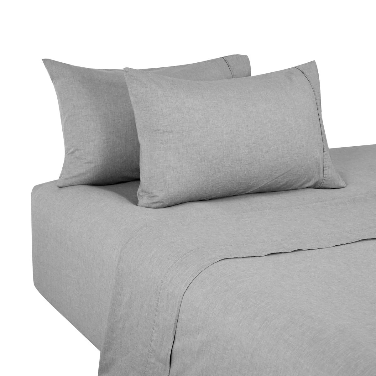 5 Stonewashed Chambray Cotton Sheet Set - King Bed, Grey, 5 of 7
