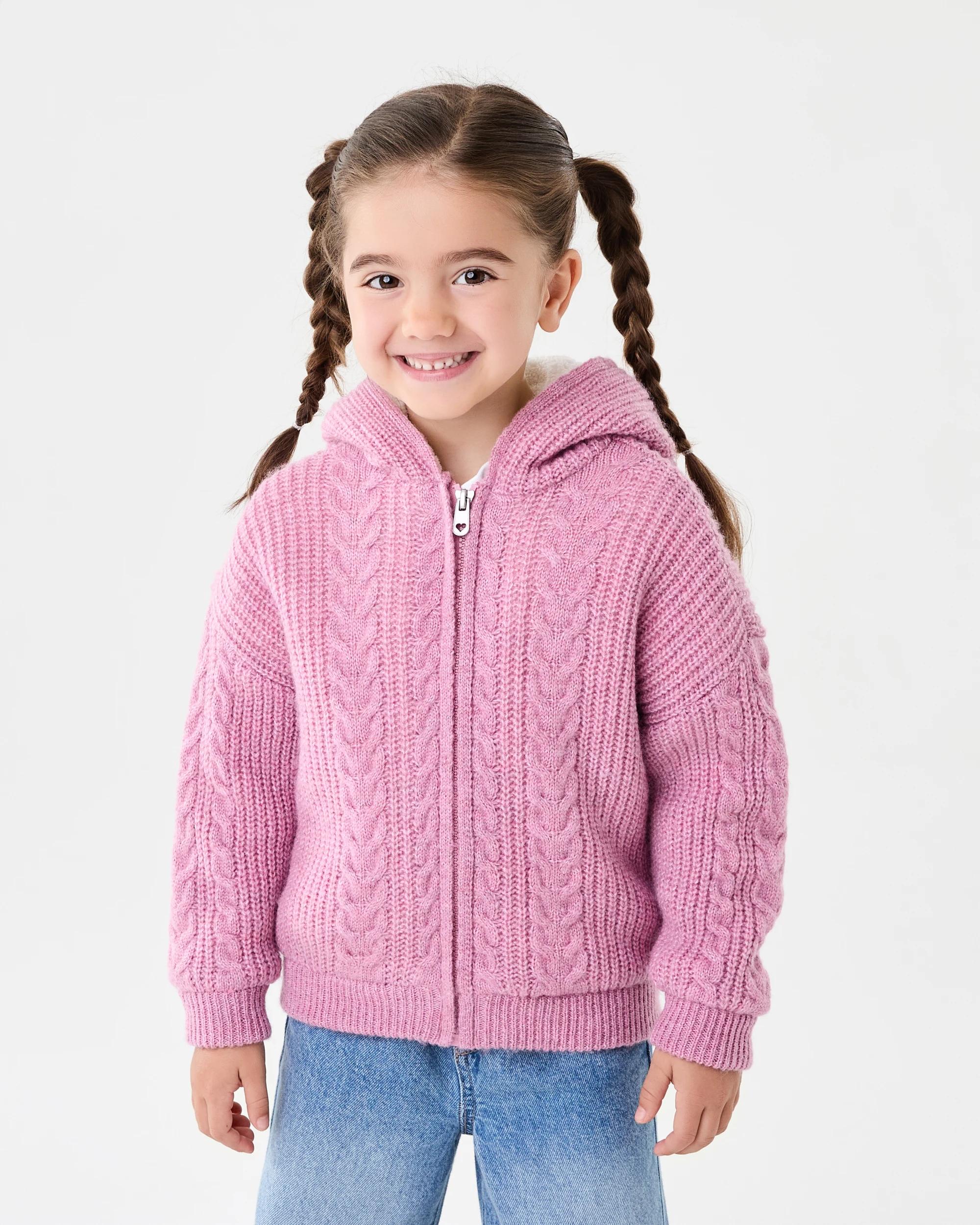 2 Sherpa Lined Cardigan Dust Rose, 2 of 7