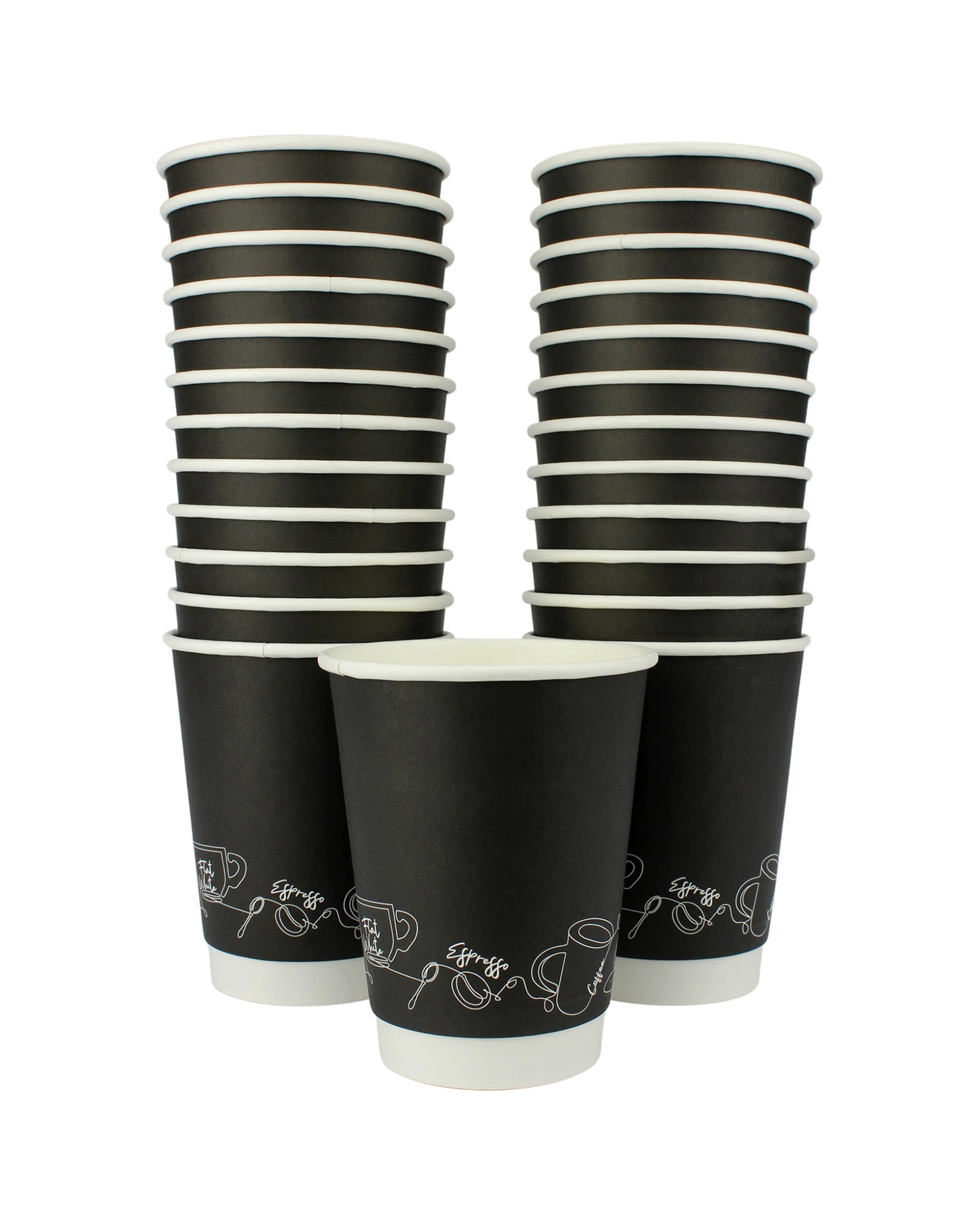 1 Partyware Black Double Wall Paper Coffee Cups 350ml Pack of 25, 1 of 3