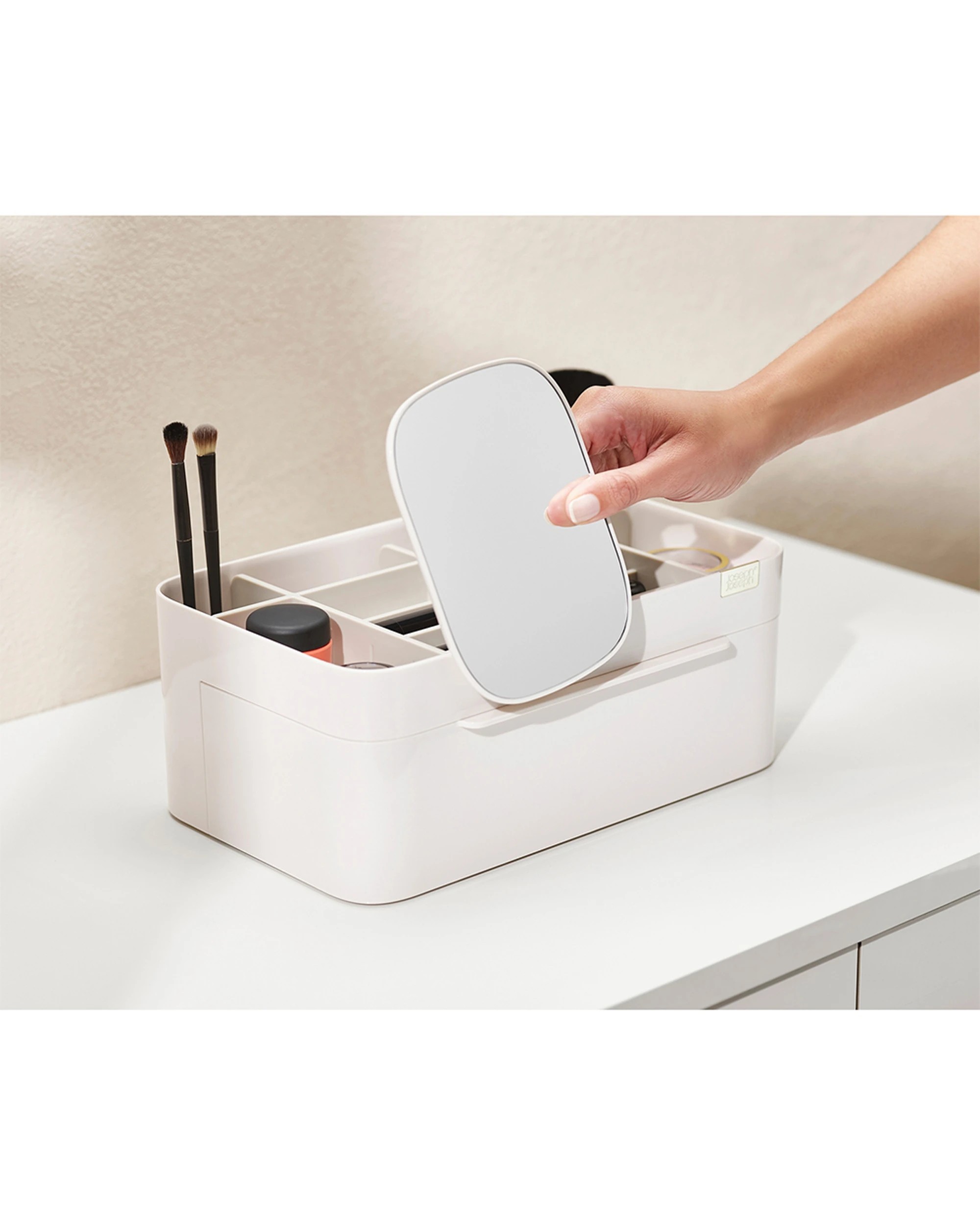 2 Joseph Joseph Viva Large Cosmetic Organiser With Removable Mirror - White, 2 of 4