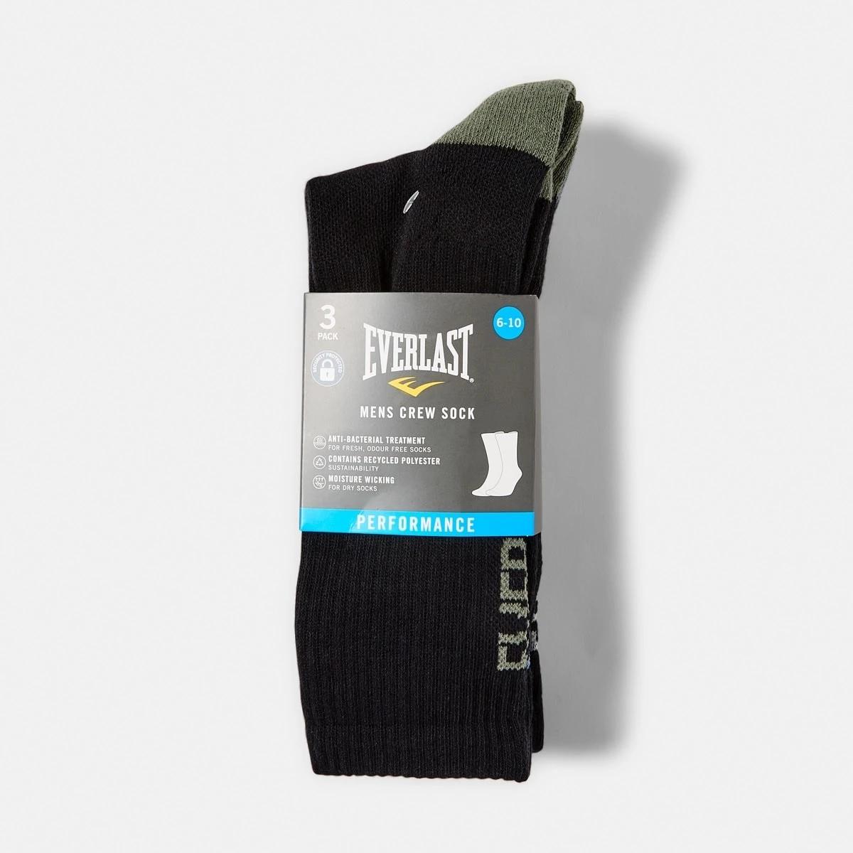 3 3 Pack Everlast Mens Crew Socks Blk Crewpk, 3 of 3