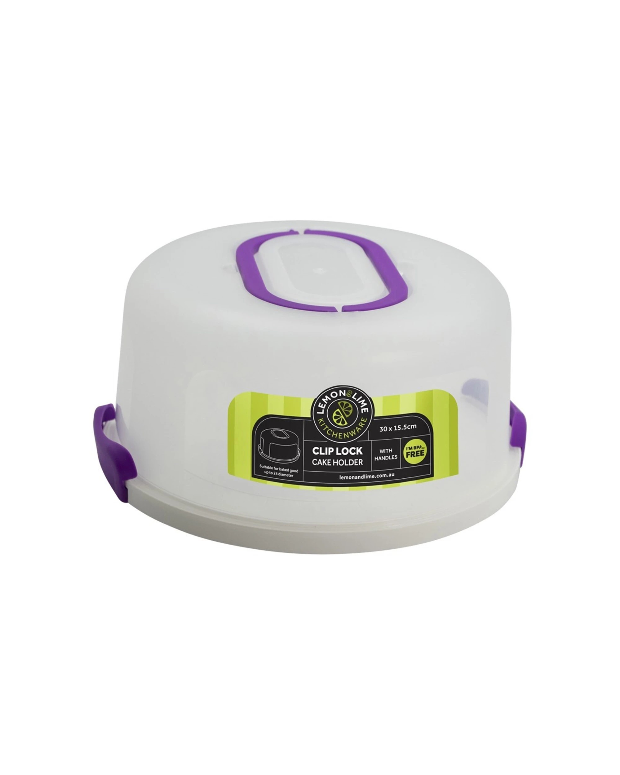 1 Lemon & Lime 30cm Round Cake Holder Clip Lock Handle BPA Free Freshness - Multi, 1 of 5