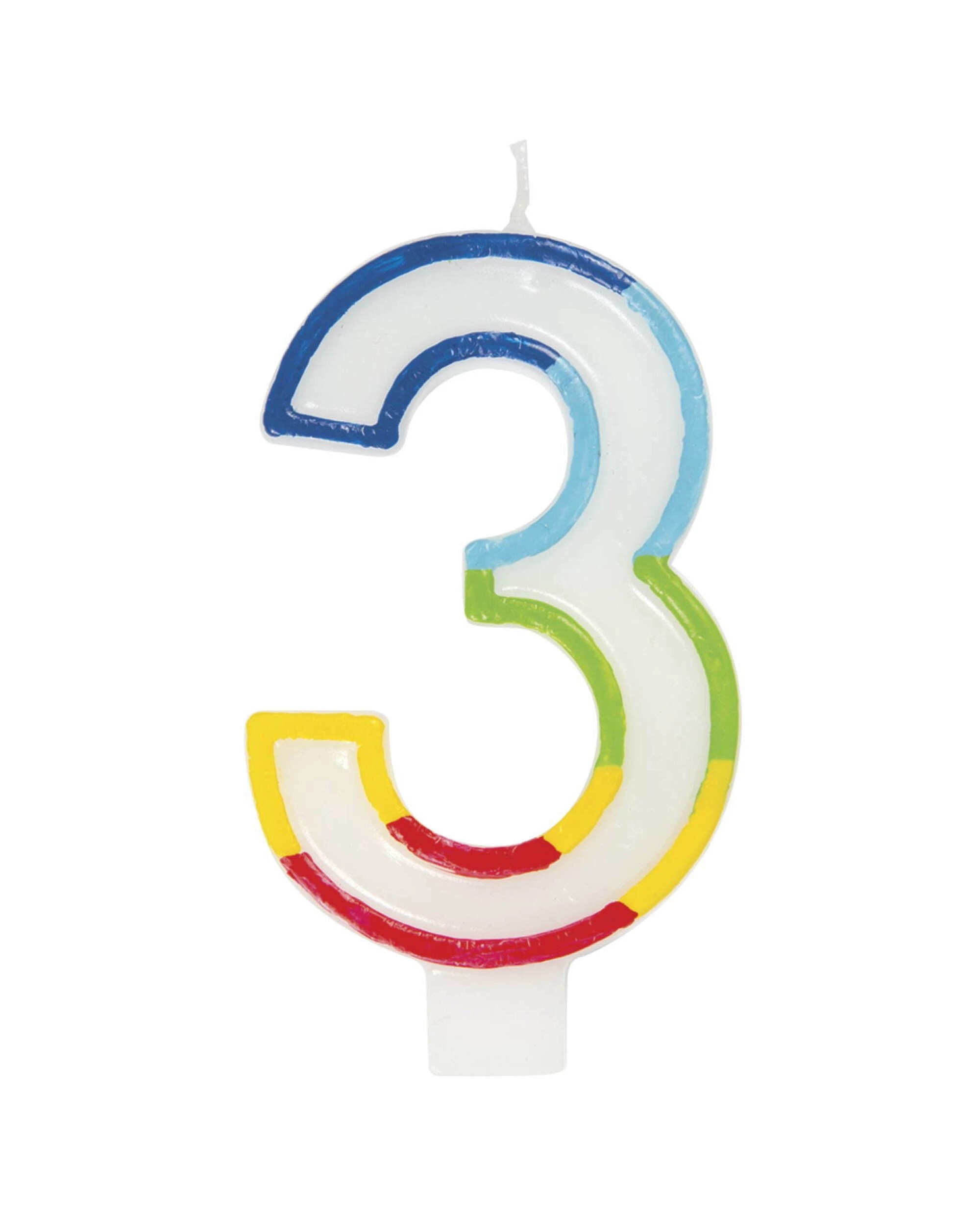 1 Unique Rainbow Number 3 Candle - Multi, 1 of 1