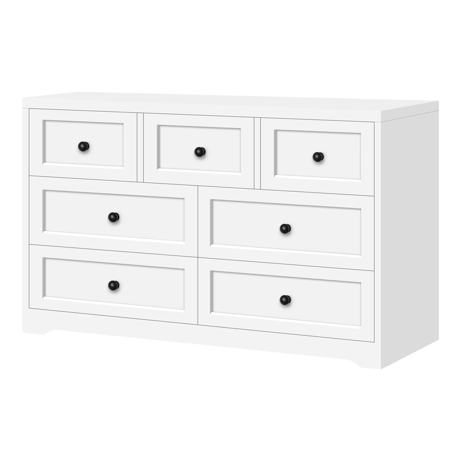 3 Alfordson 7 Chest of Drawers 2x Bedside Table Hamptons Bedroom Storage - White, 3 of 10