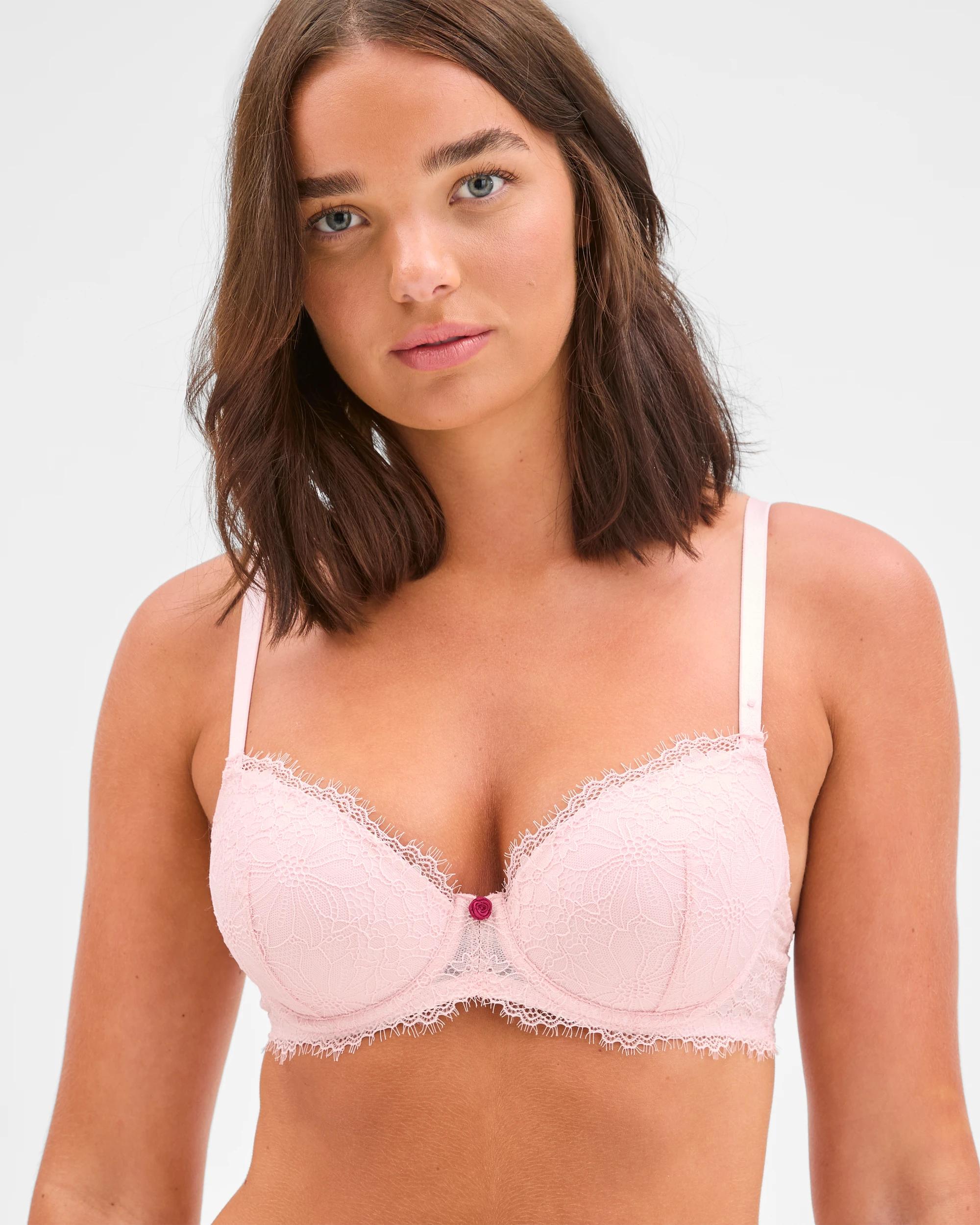 1 Lily Loves Chella Lace Padded Underwire Balconette Bra BLUSH, 1 of 3
