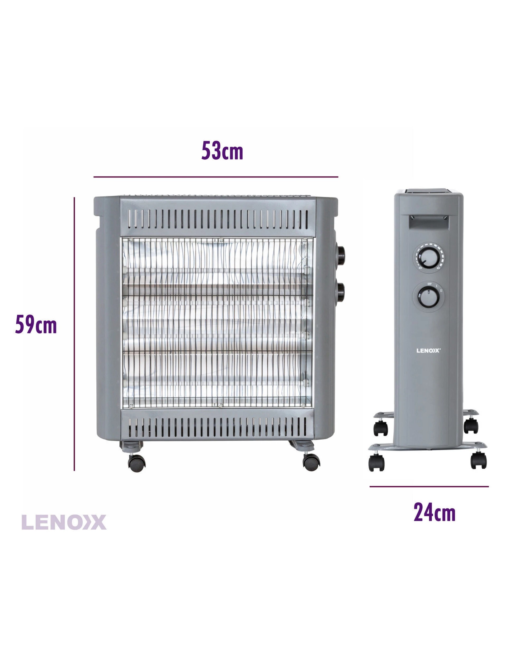 2 Lenoxx 2200W Quartz Infrared Radiant Heater with Adjustable Thermostat and 2 Power Settings, 2 of 7