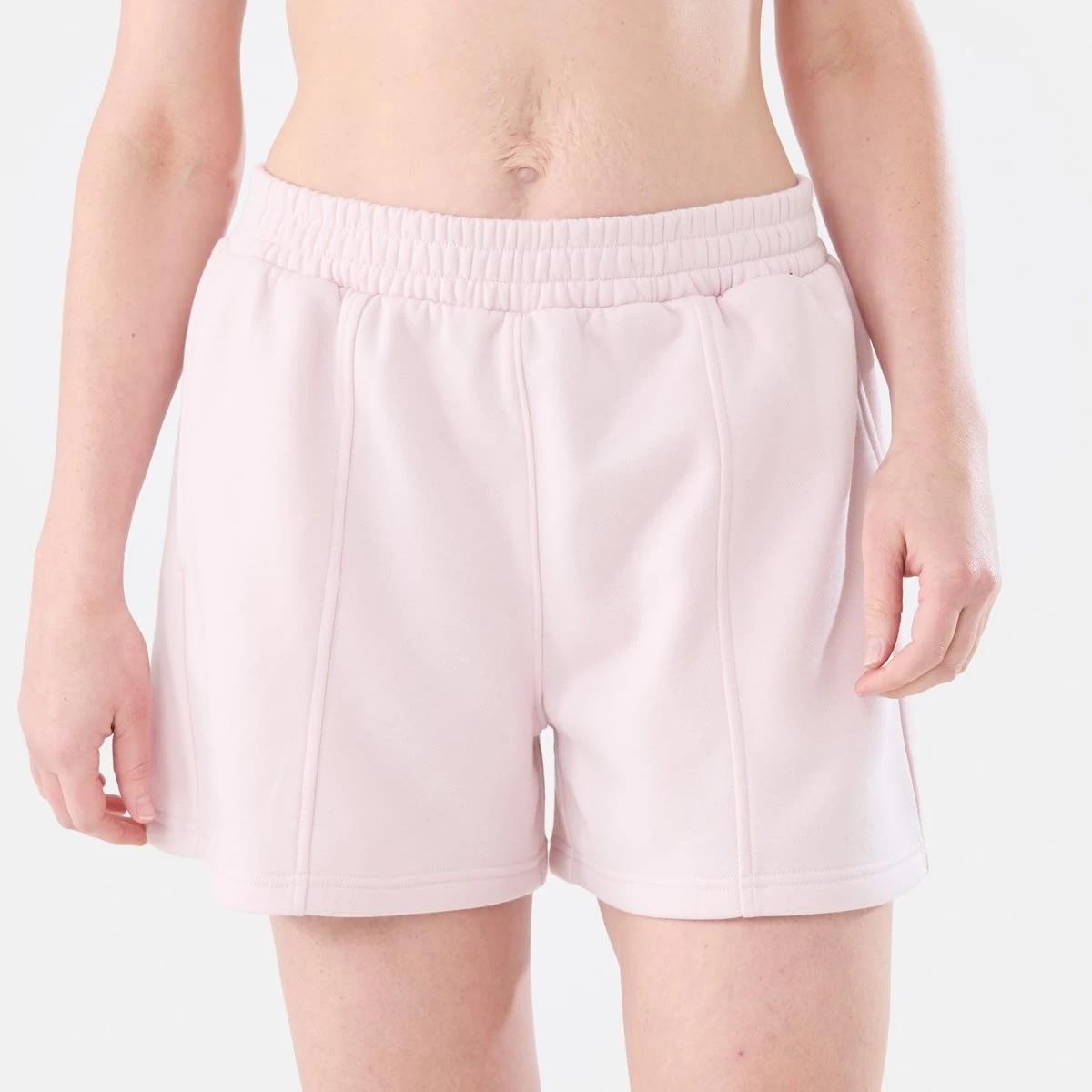 1 Active Womens Front Seam Fleece Shorts AURA PINK, 1 of 5