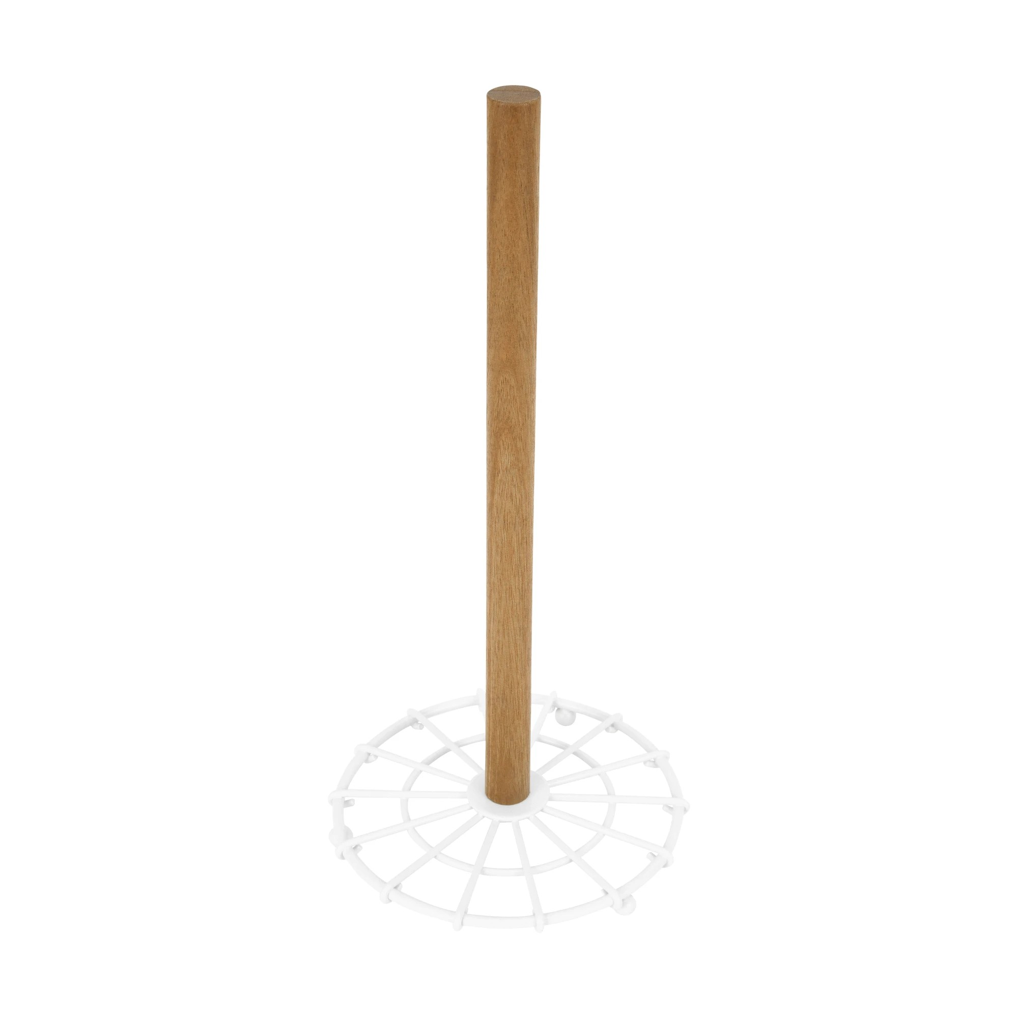 2 Off White and Acacia Paper Towel Stand, 2 of 5
