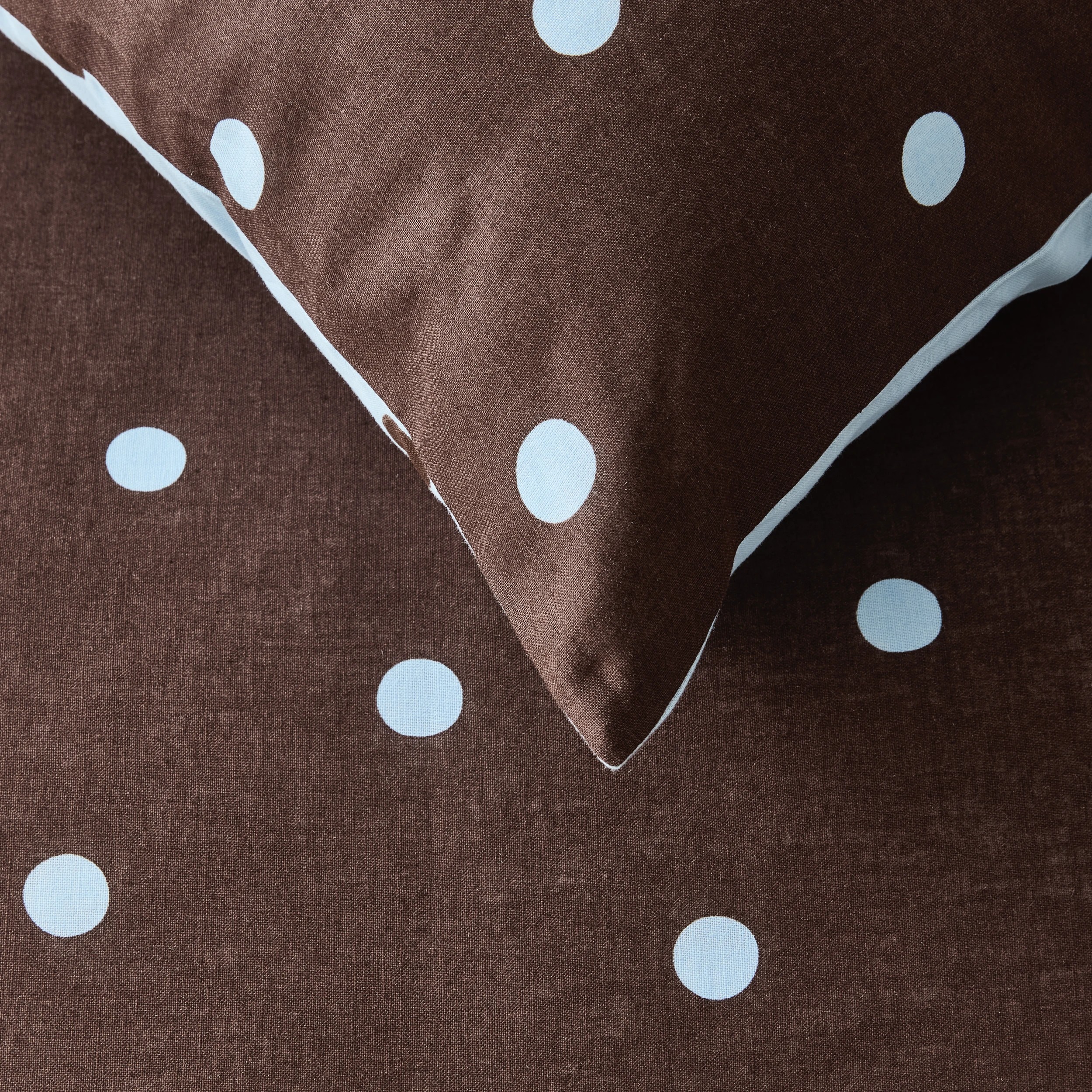 5 Polka Dot Linen Cotton Reversible Quilt Cover Set - King Bed, Chocolate and Blue, 5 of 8