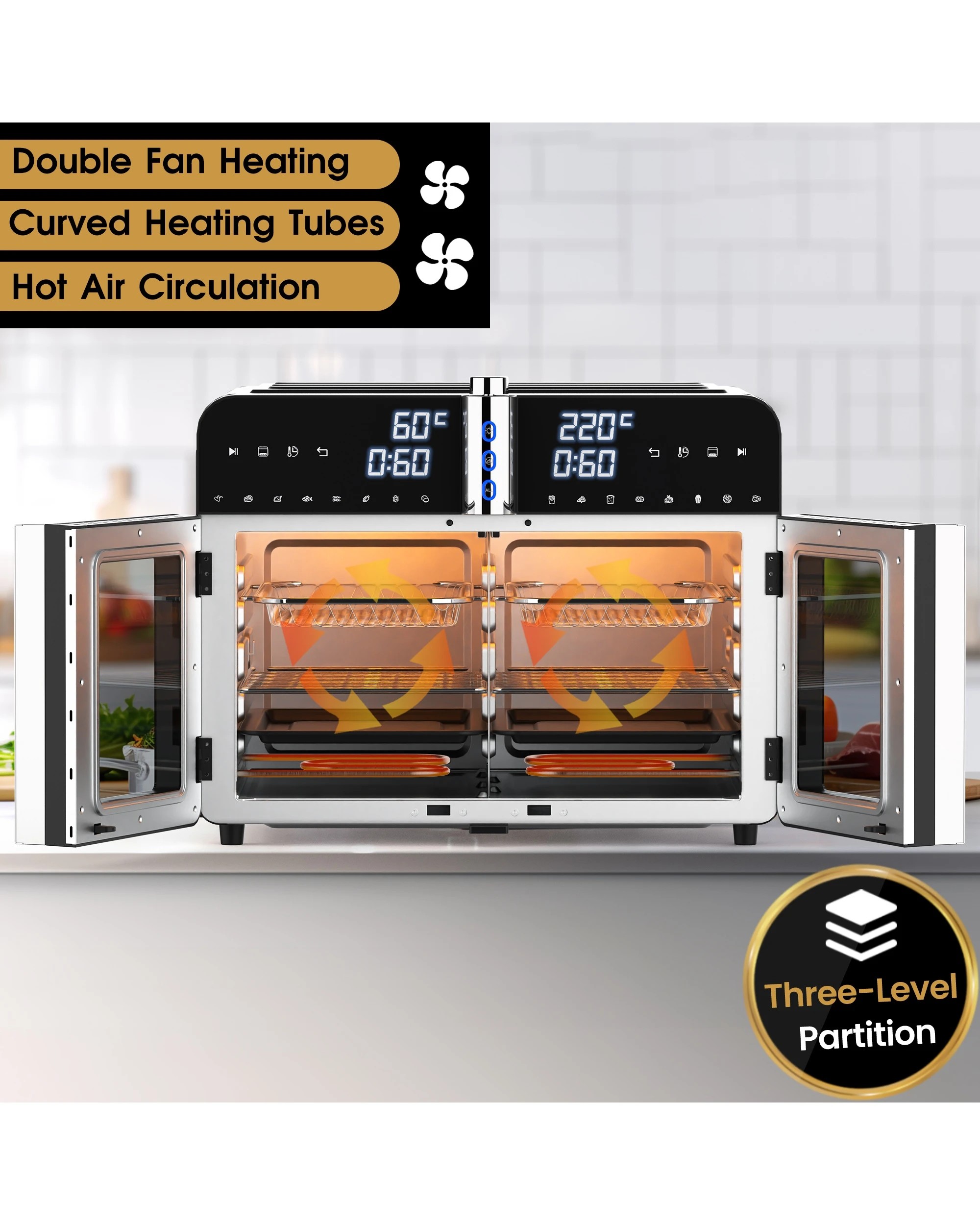 2 Advwin 40l Air Fryer Oven, 360° Toaster Rotary Convection Oven, 2 of 7