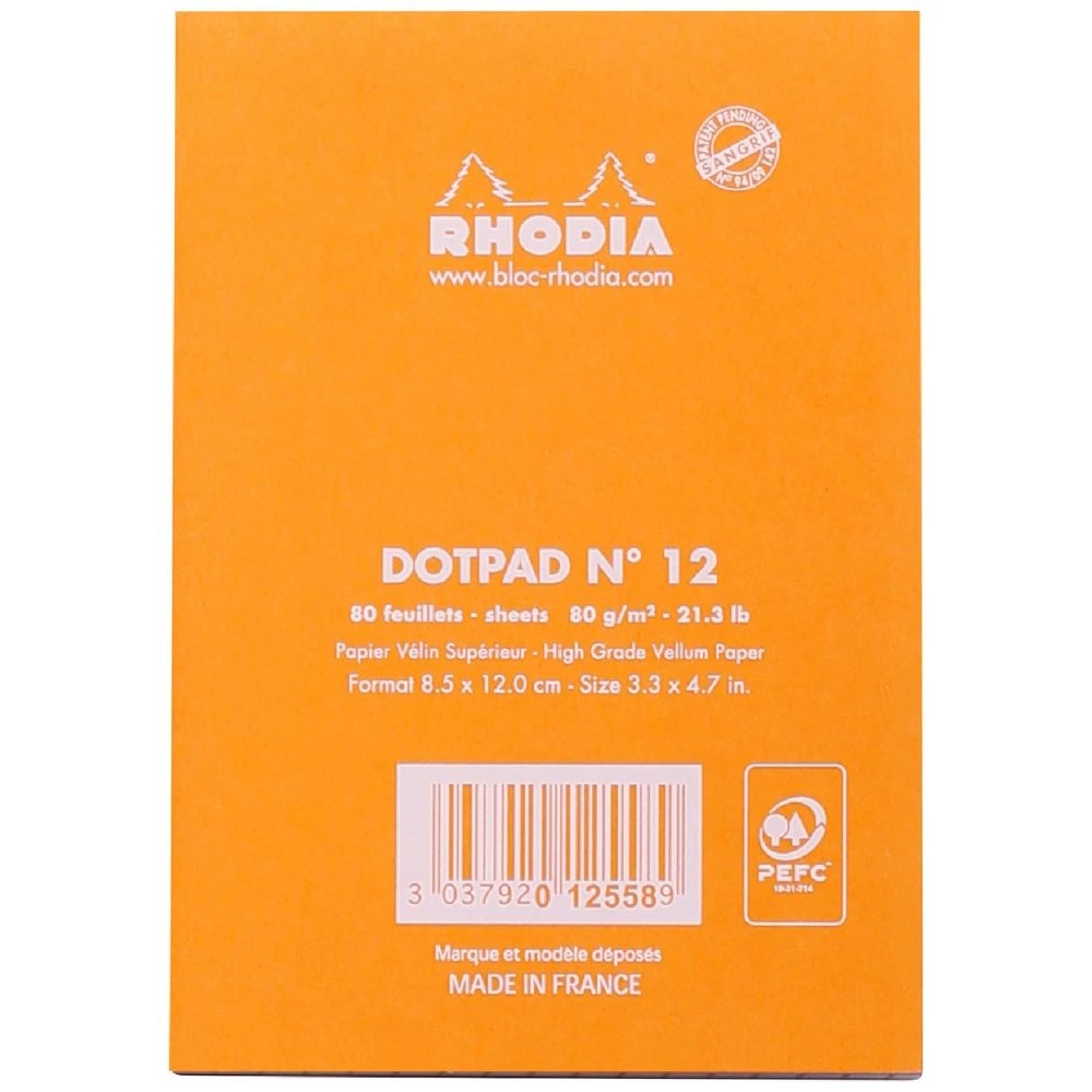 4 Rhodia No. 12 85 x 120mm Dot Grid Pad Orange Sheets, 4 of 4