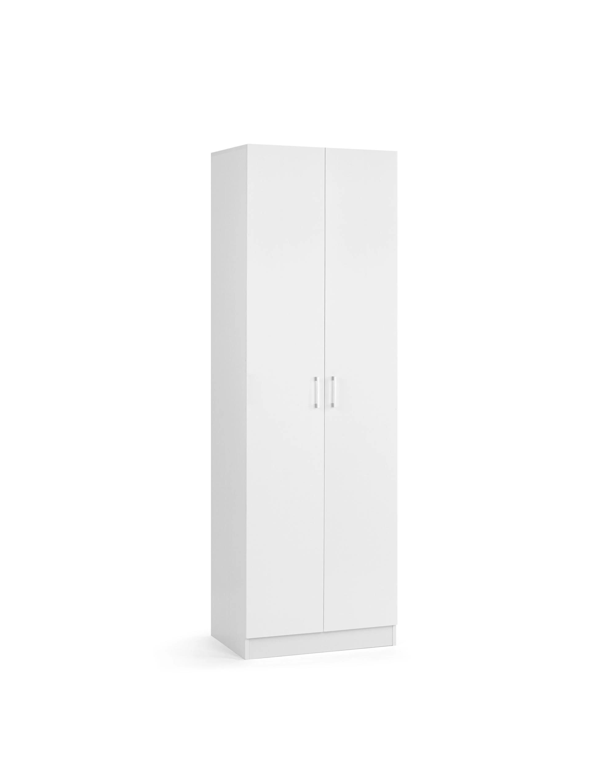 1 Kodu Ivy Broom Cupboard Pantry Storage Cabinet 2 Door 5 Tier Shelf Multipurpose - White, 1 of 9
