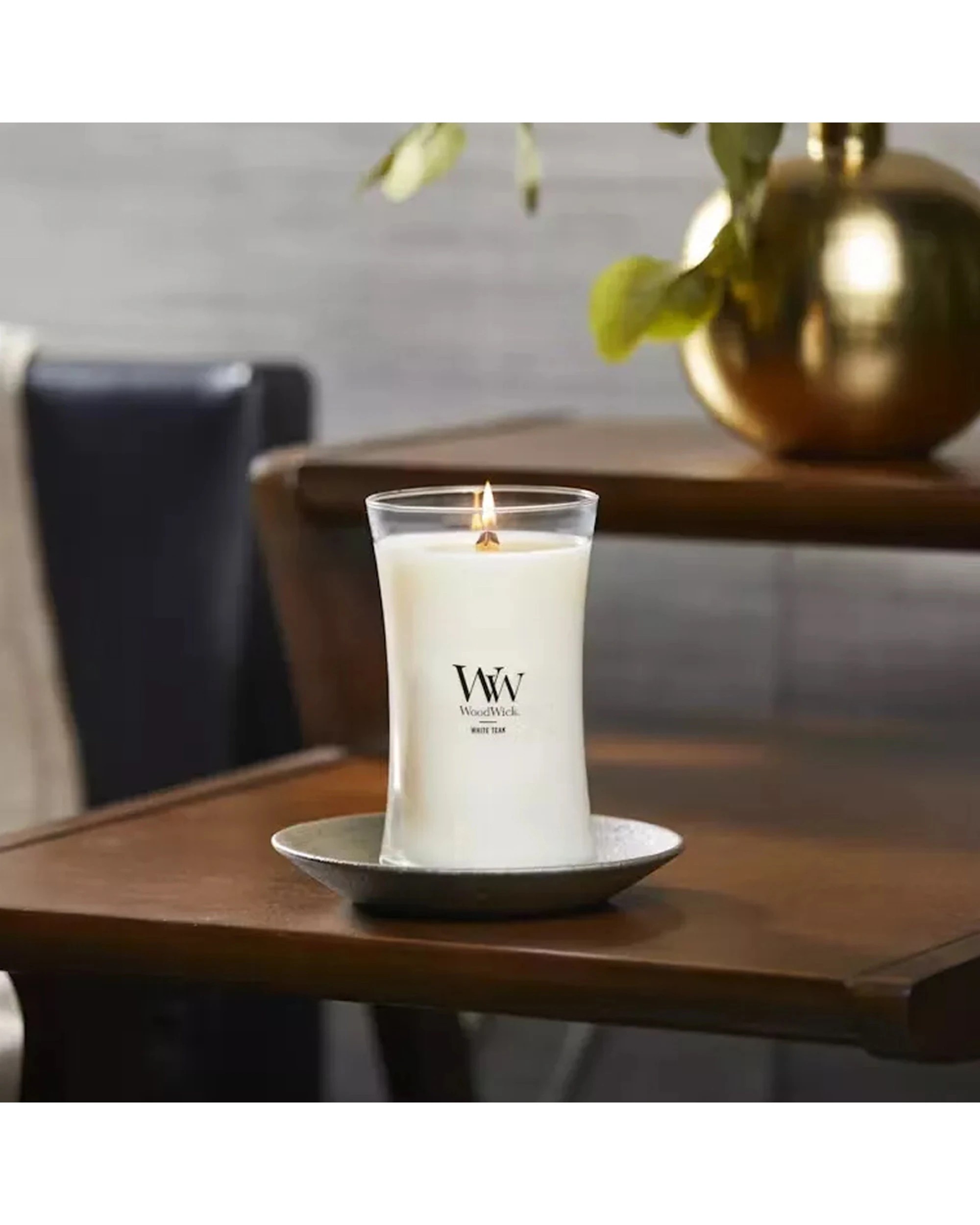 2 Woodwick Scented Soy Wax Candle Teak Scented Home Fragrance Large - White, 2 of 3