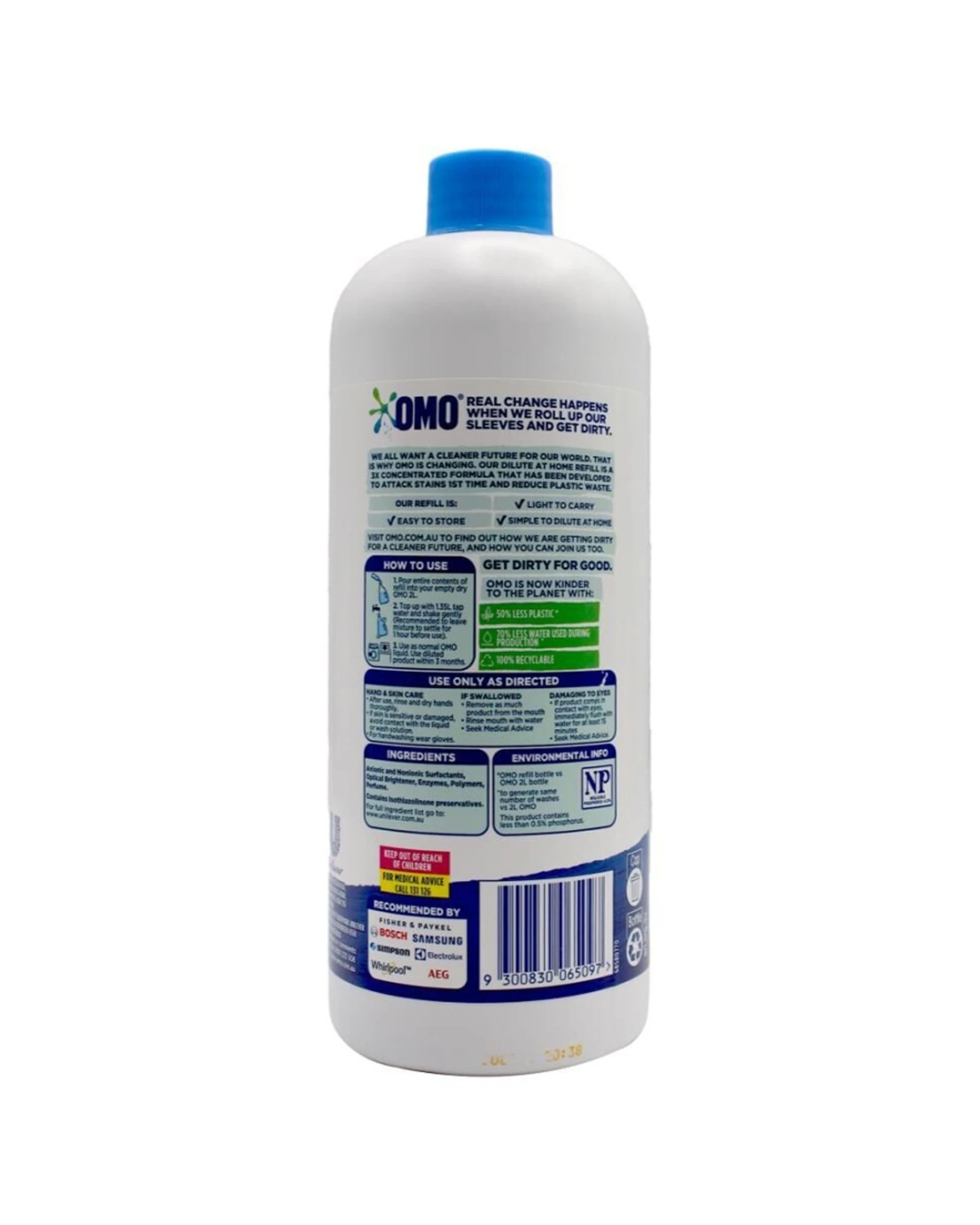 2 Omo Dilute At Home Refill Laundry Liquid Detergent 655ml Concentrated Bottle - White, 2 of 5