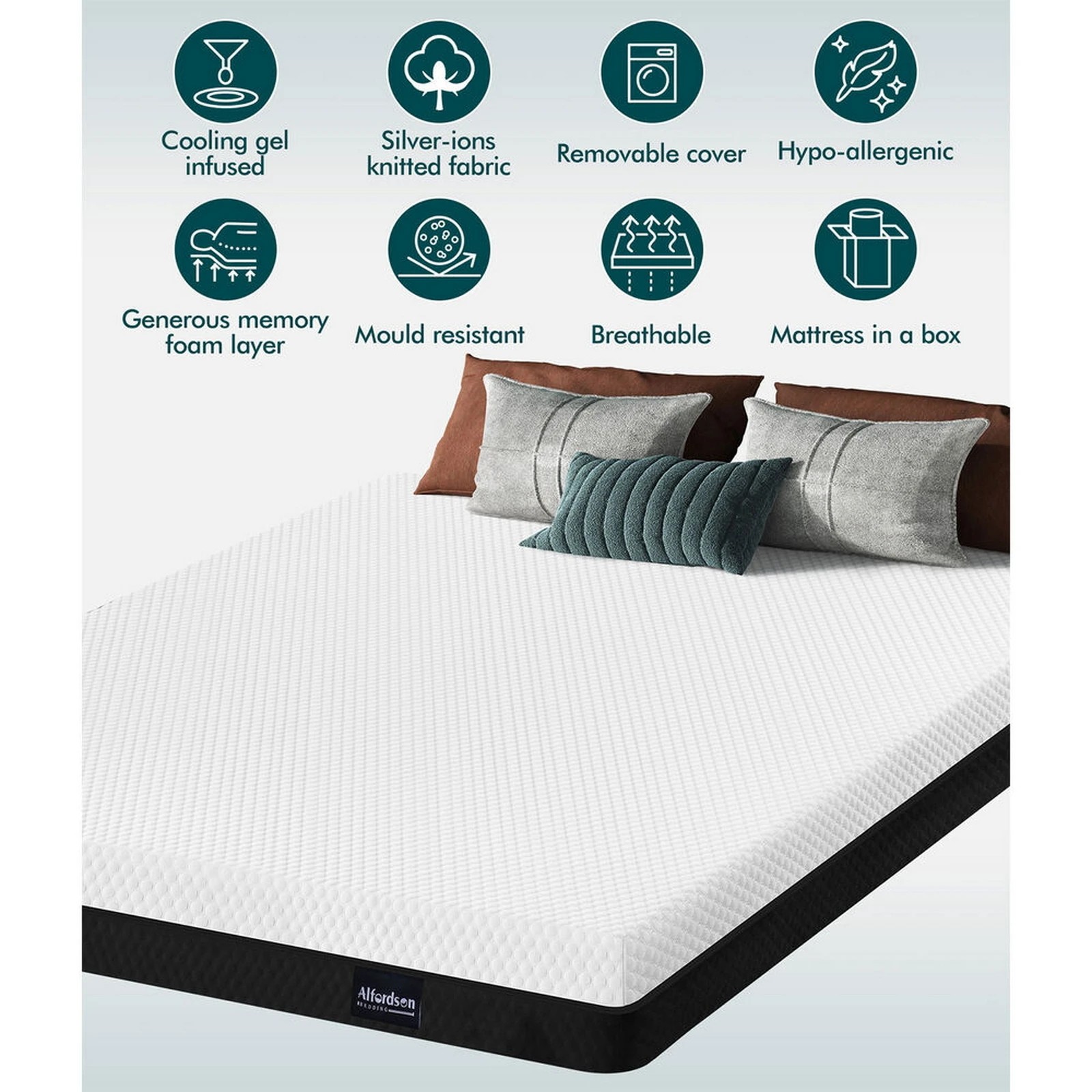 3 Alfordson Mattress Gel Memory Foam Reversible Dual-use Soft Firm - Queen Bed, 3 of 10