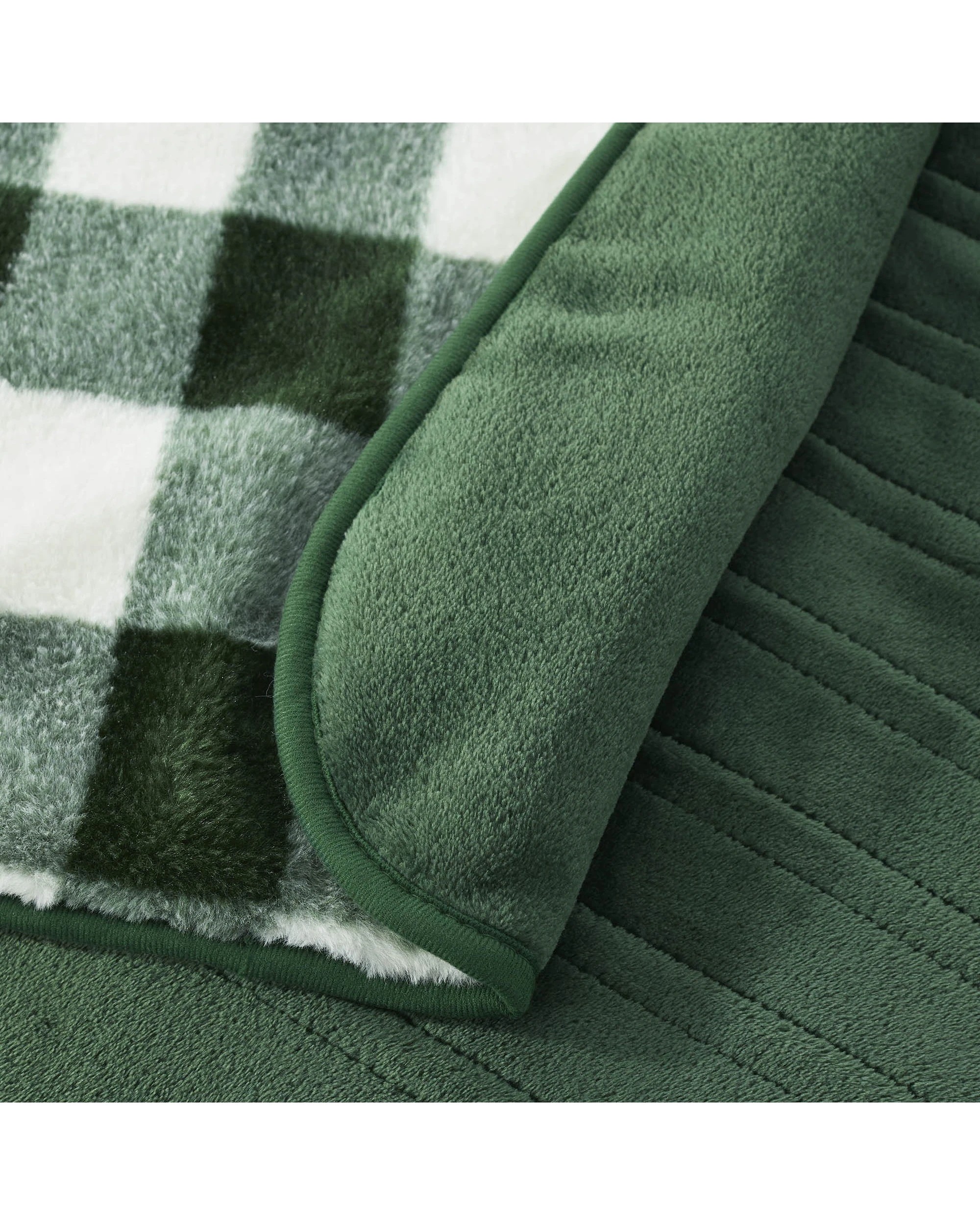 4 Dreamaker Gingham Plush Heated Throw 180x200cm - Green, 4 of 9