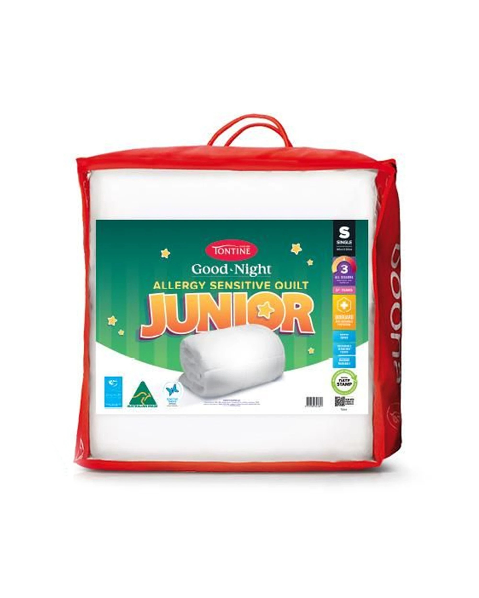 1 Tontine Single Bed Good Night Allergy Sensitive Anti-microbial Kids Quilt
 - Single Bed
 - White, 1 of 3