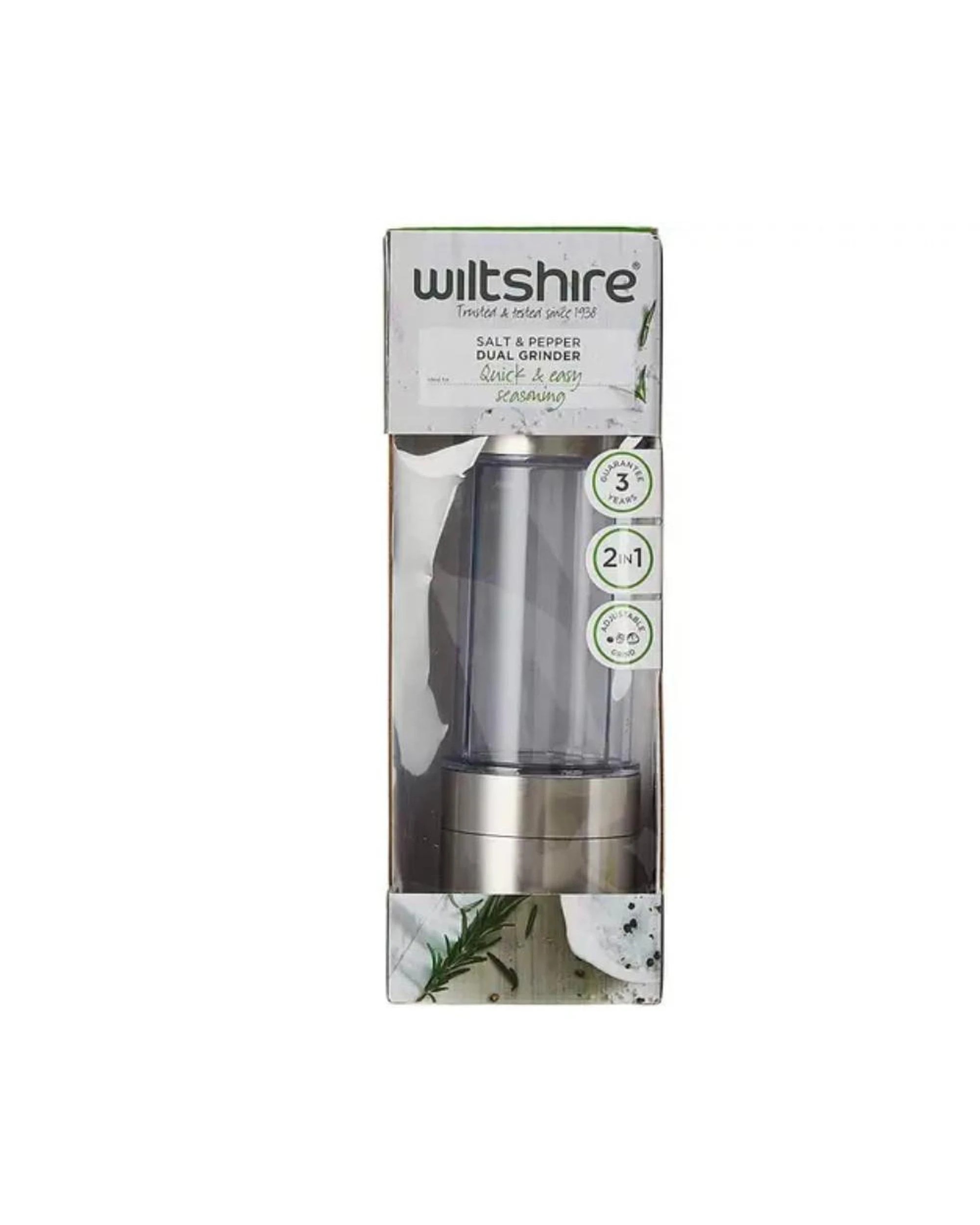 2 Wiltshire 19cm Dual Manual Salt & Pepper Mill  Silver, 2 of 3