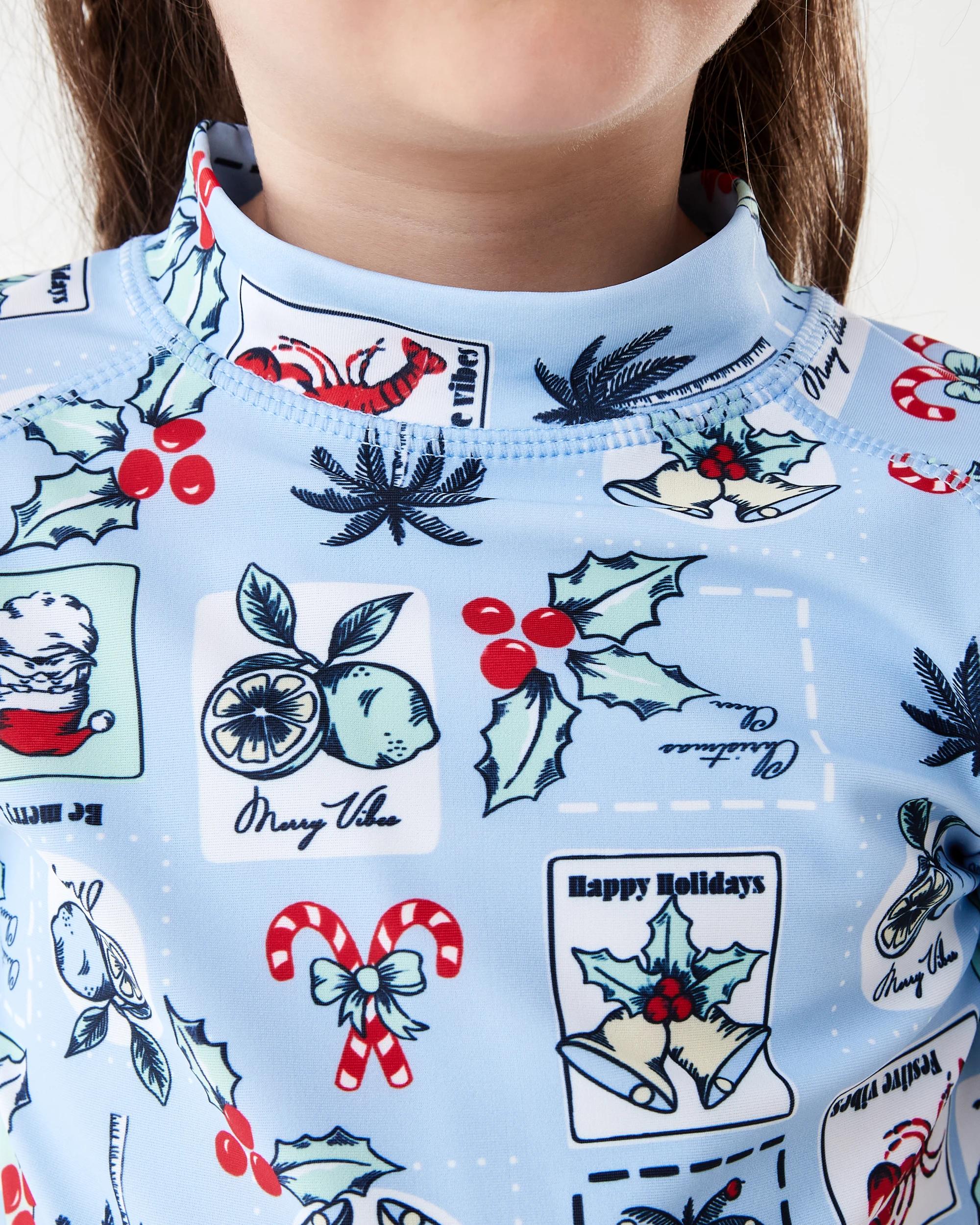 4 Christmas Print Rash Vest Blue Food, 4 of 7