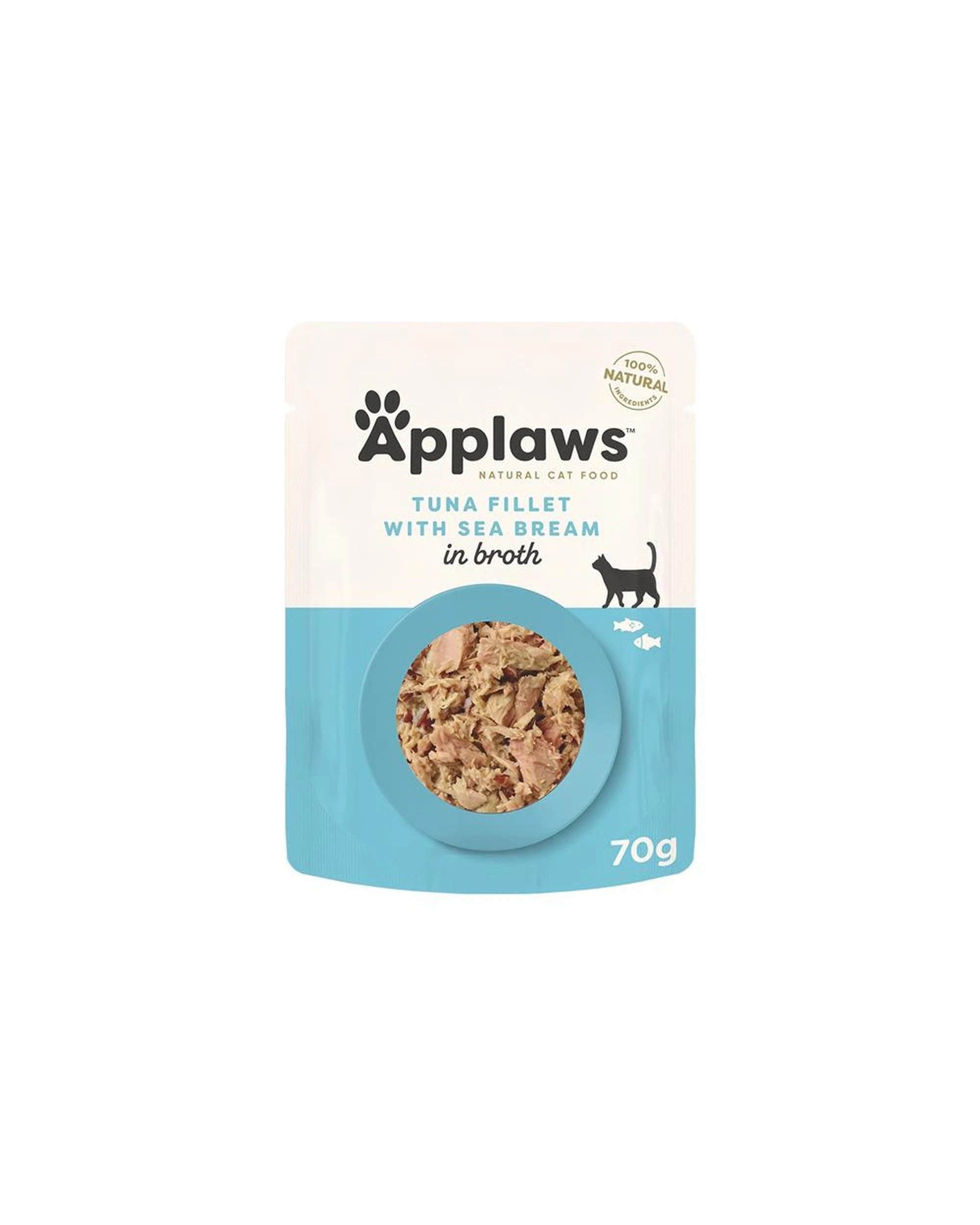 1 Applaws Natural Cat Food Tuna With Sea Bream Pouch 70g 16 Pack, 1 of 2