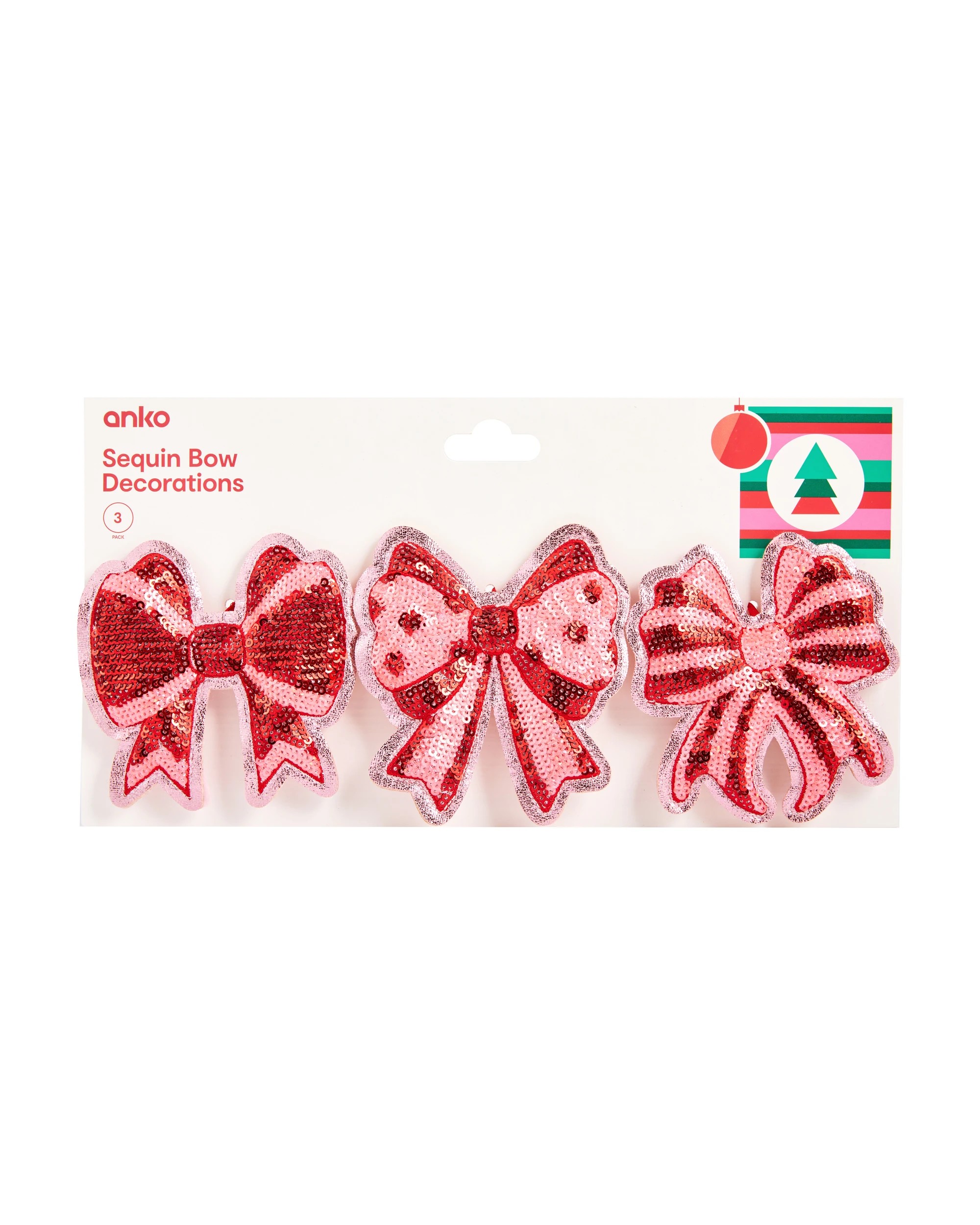 1 3 Pack Sequin Bow Decorations, 1 of 6